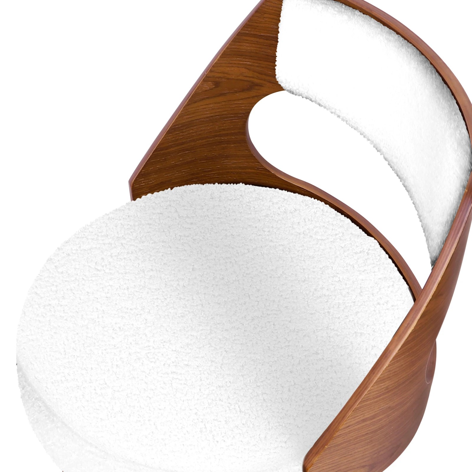 4 Alfordson 2x Swivel Bar Stools 65cm Kitchen Wooden Dining Chair Boucle - White, 4 of 10