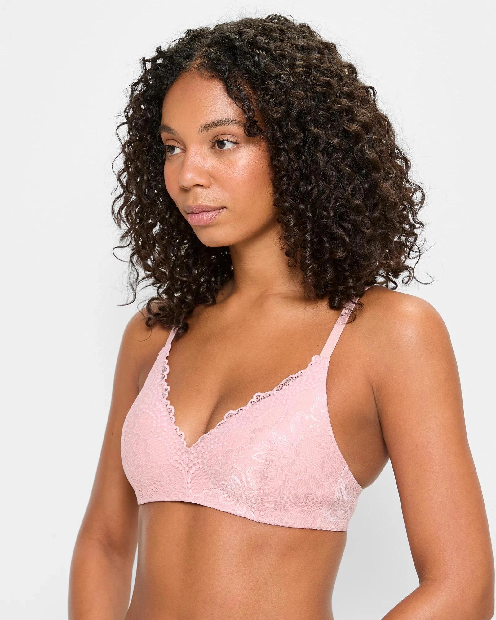2 Target Womens Lace Wirefree Contour T-Shirt Bra SOFT ROSE PINK, 2 of 3