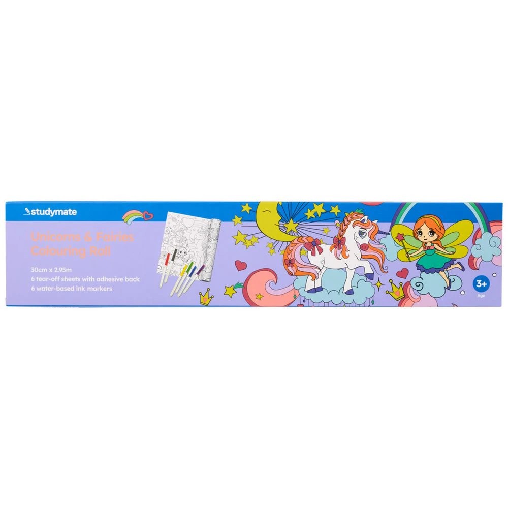 4 Colouring Paper Roll Set 30cm x 2.95m Unicorns and Fairies, 4 of 5