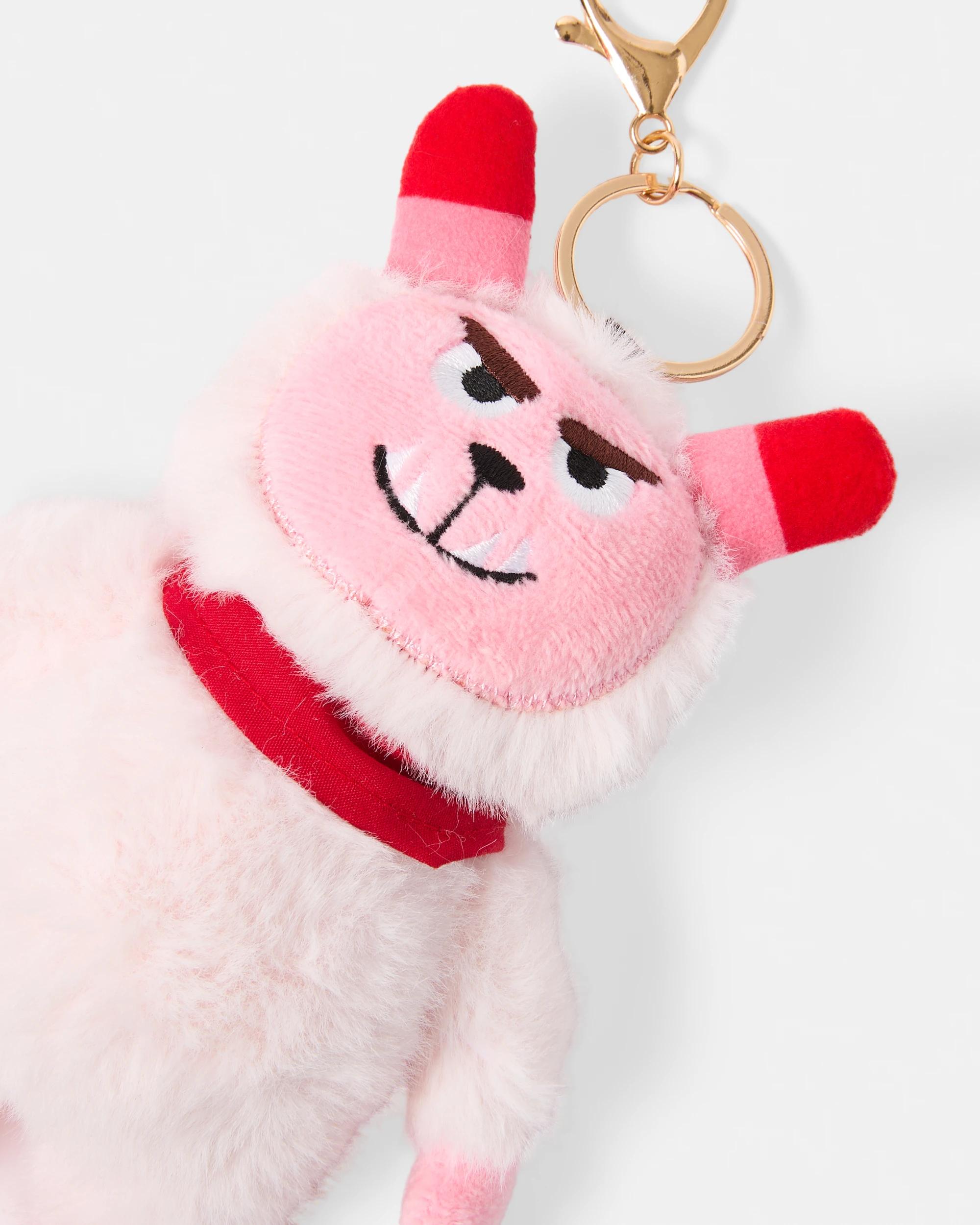 2 Bandana Monster Charm Keyring - Pink, Red and Gold Tone Pink, 2 of 3