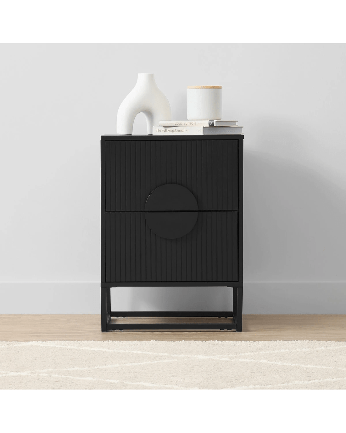 1 Stevie 2 Drawer Bedside Table - Black, 1 of 9