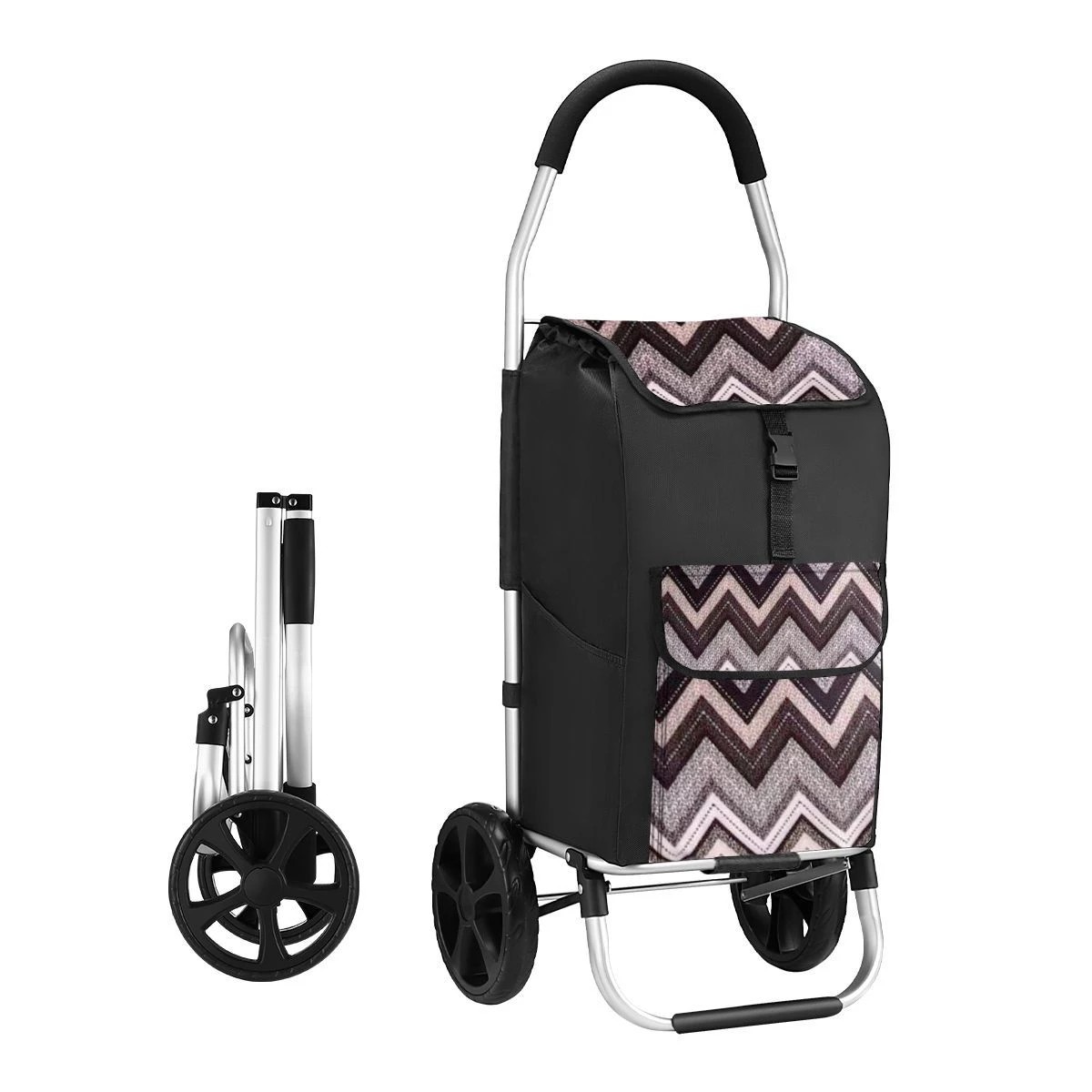 1 AUSWAY Shopping Trolley Cart with Bags Foldable Aluminium Dolly Grocery Wheeled Waterproof, 1 of 1