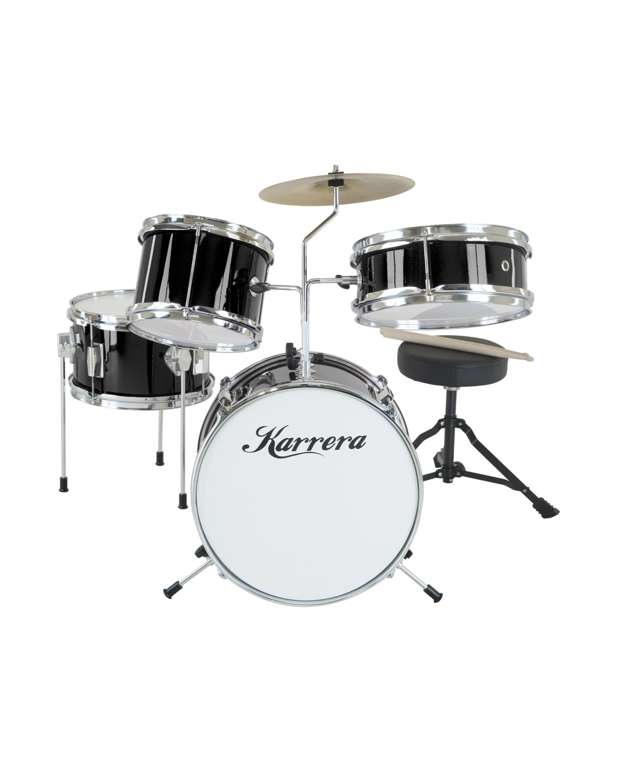 1 Karrera Kids 4pc Drum Set Kit in Black - Black, 1 of 7