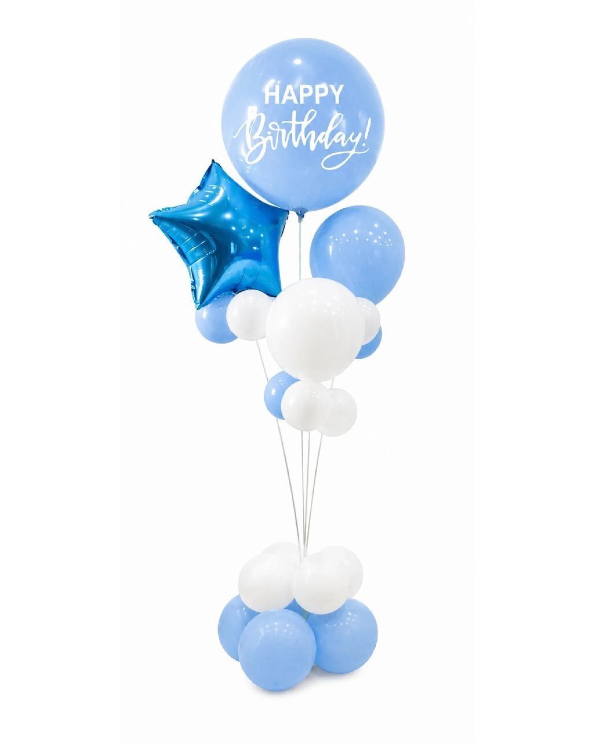 1 BR Costumes 165cm Birthday Balloon Stand Decoration Kit 21-Pieces in Blue/White, 1 of 2