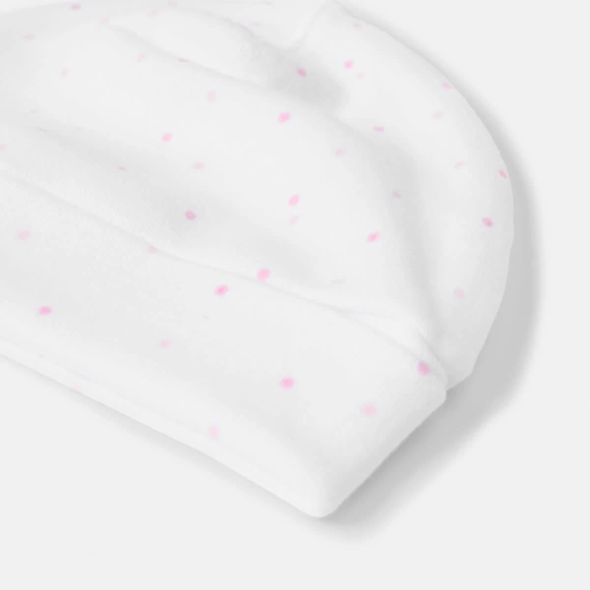 4 2 Pack Newborn Hat and Mittens Set PINK STRIPE AND SPOT, 4 of 8