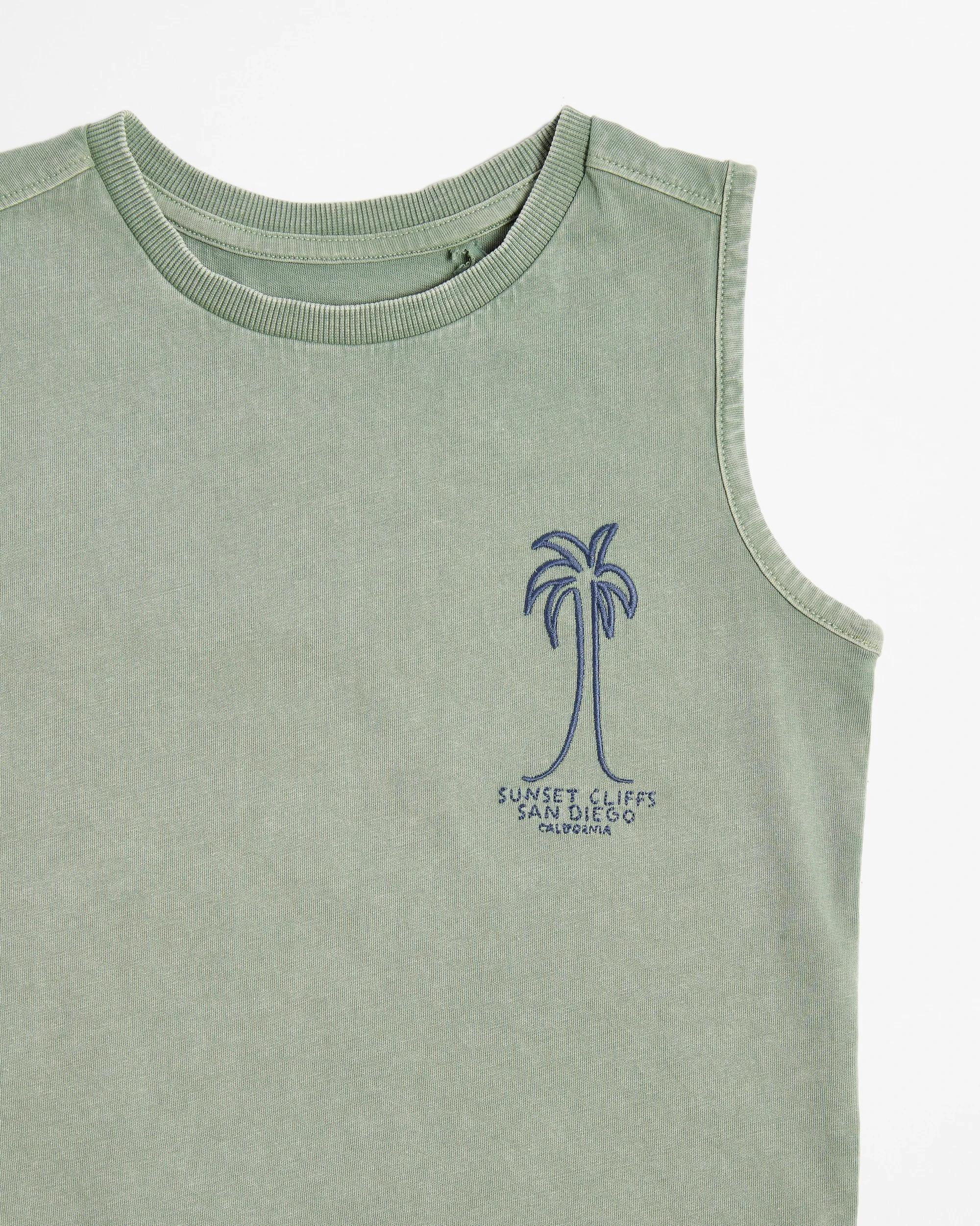 2 Target Australian Cotton Embroidered Washed Tank GREEN PALM, 2 of 3