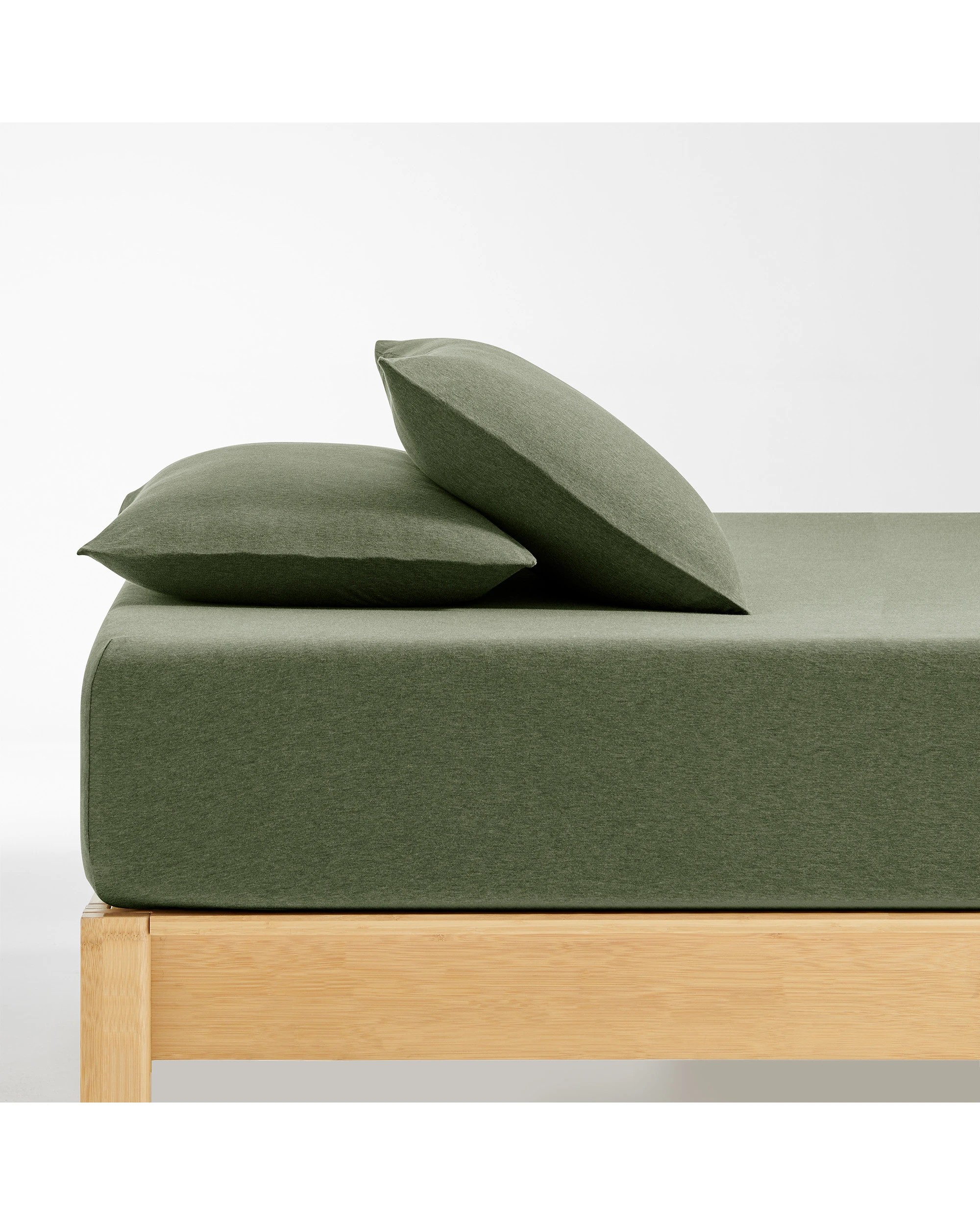 1 Dreamaker Jersey Luxe 100% Cotton Combo Fitted Sheet Set - Single Bed - Olive, 1 of 5