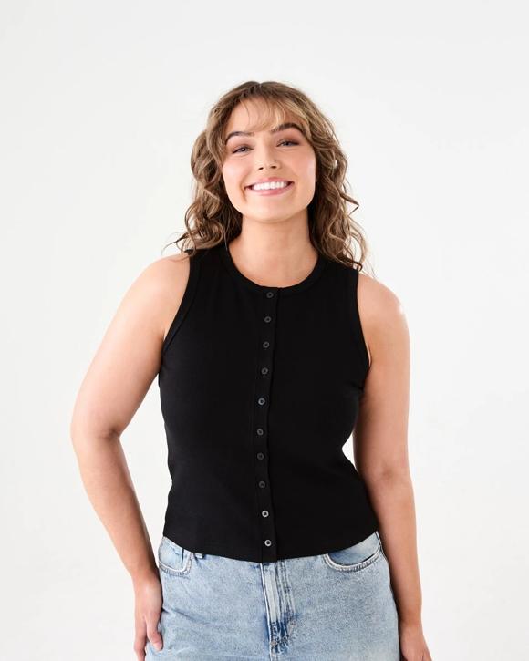 Sleeveless Rib Button Tank