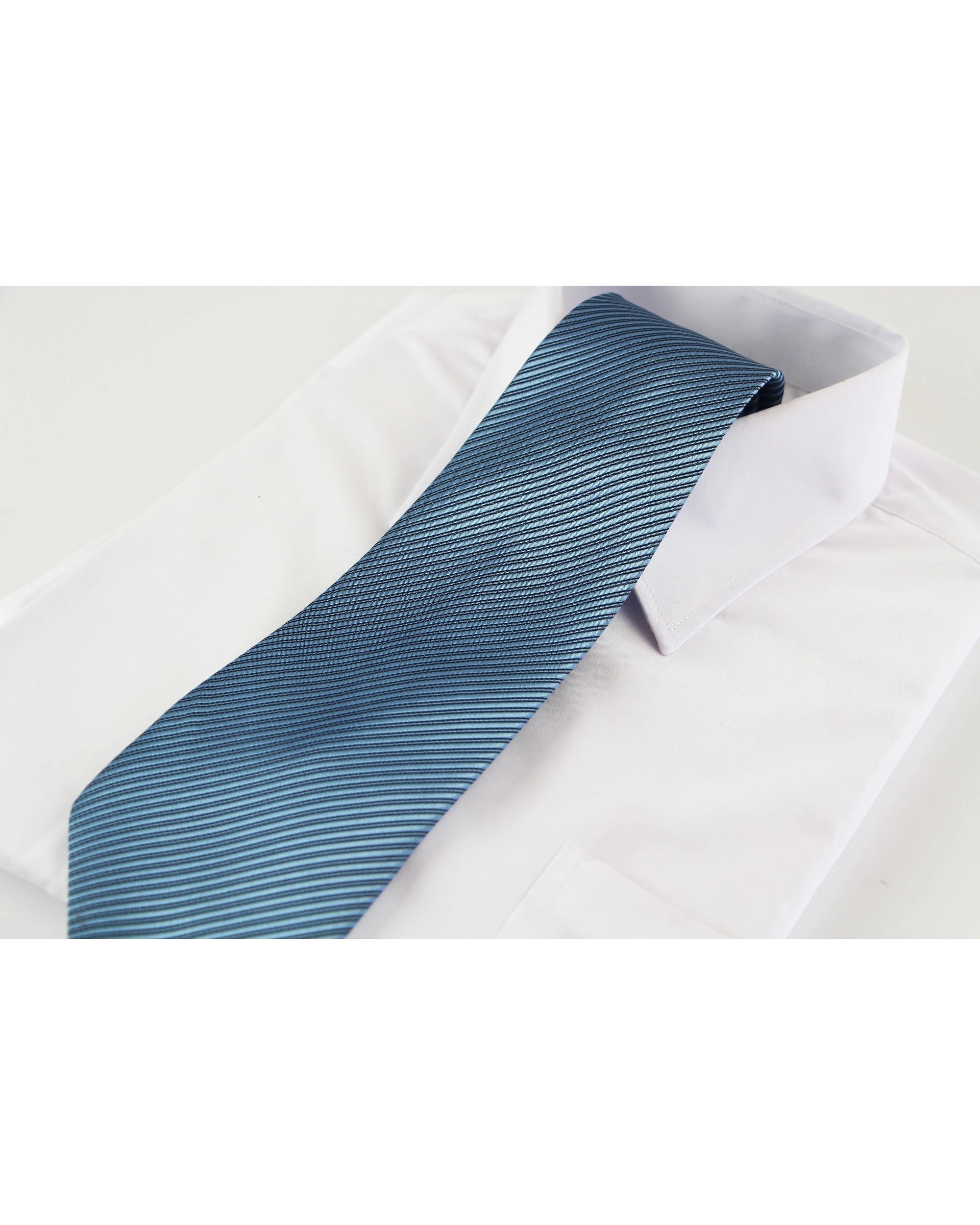 1 Zasel Mens Air Force Blue & Black Striped 10cm Neck Tie, 1 of 2