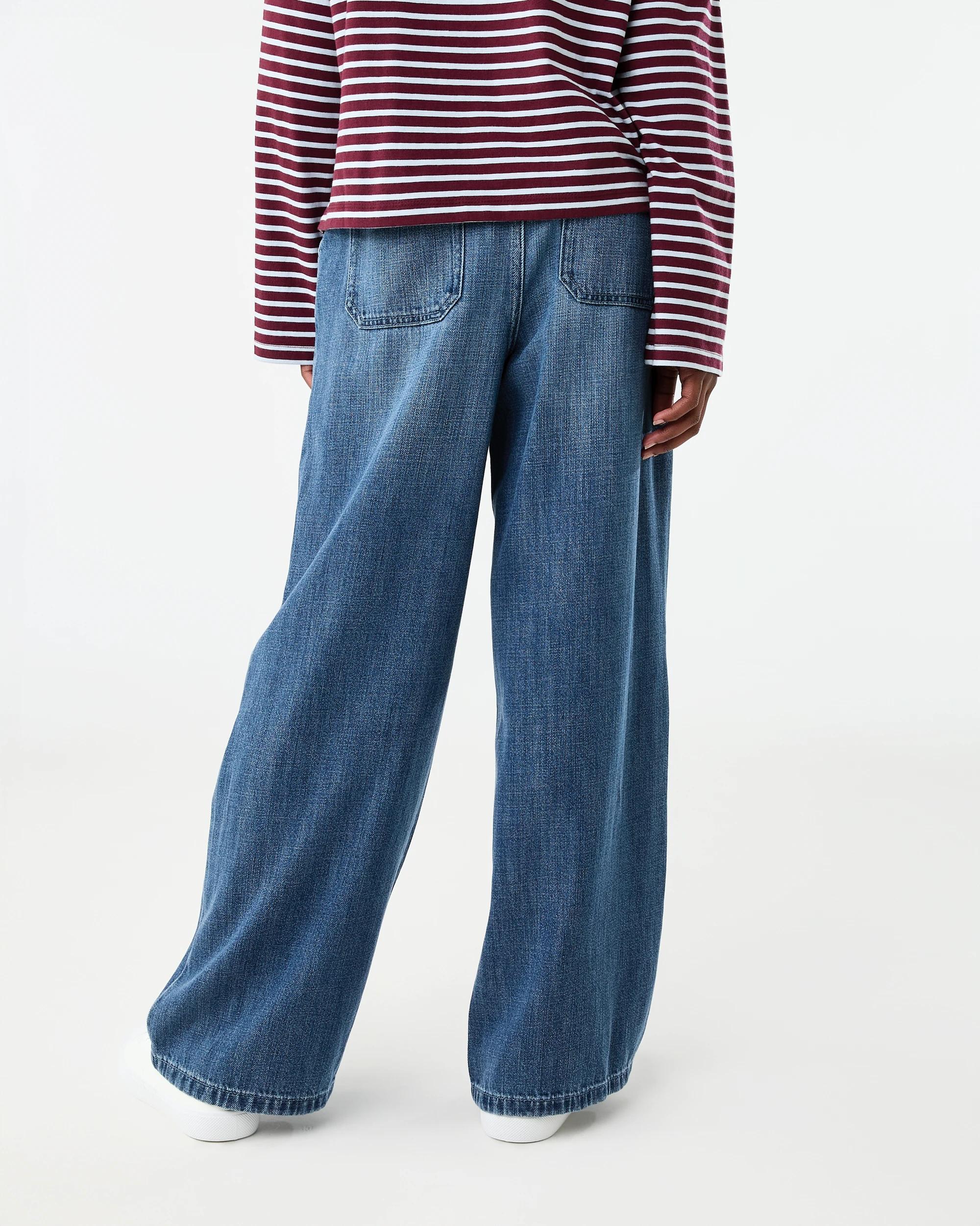 2 Wide Leg Elastic Jeans Dark Wash, 2 of 7
