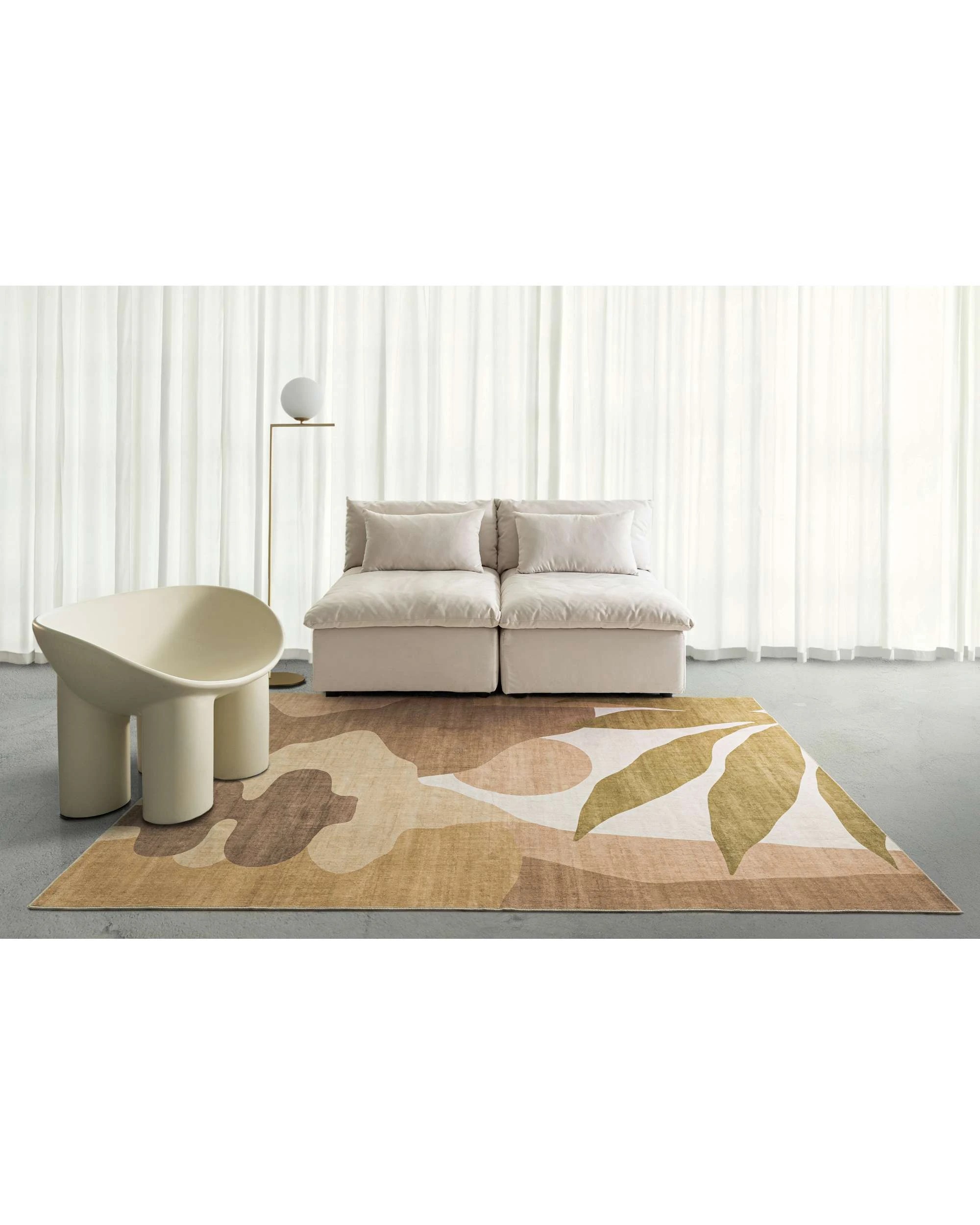 2 Loopsie Pomar Printed Mustard Washable Rug-220cm x 150cm - Brown, 2 of 9