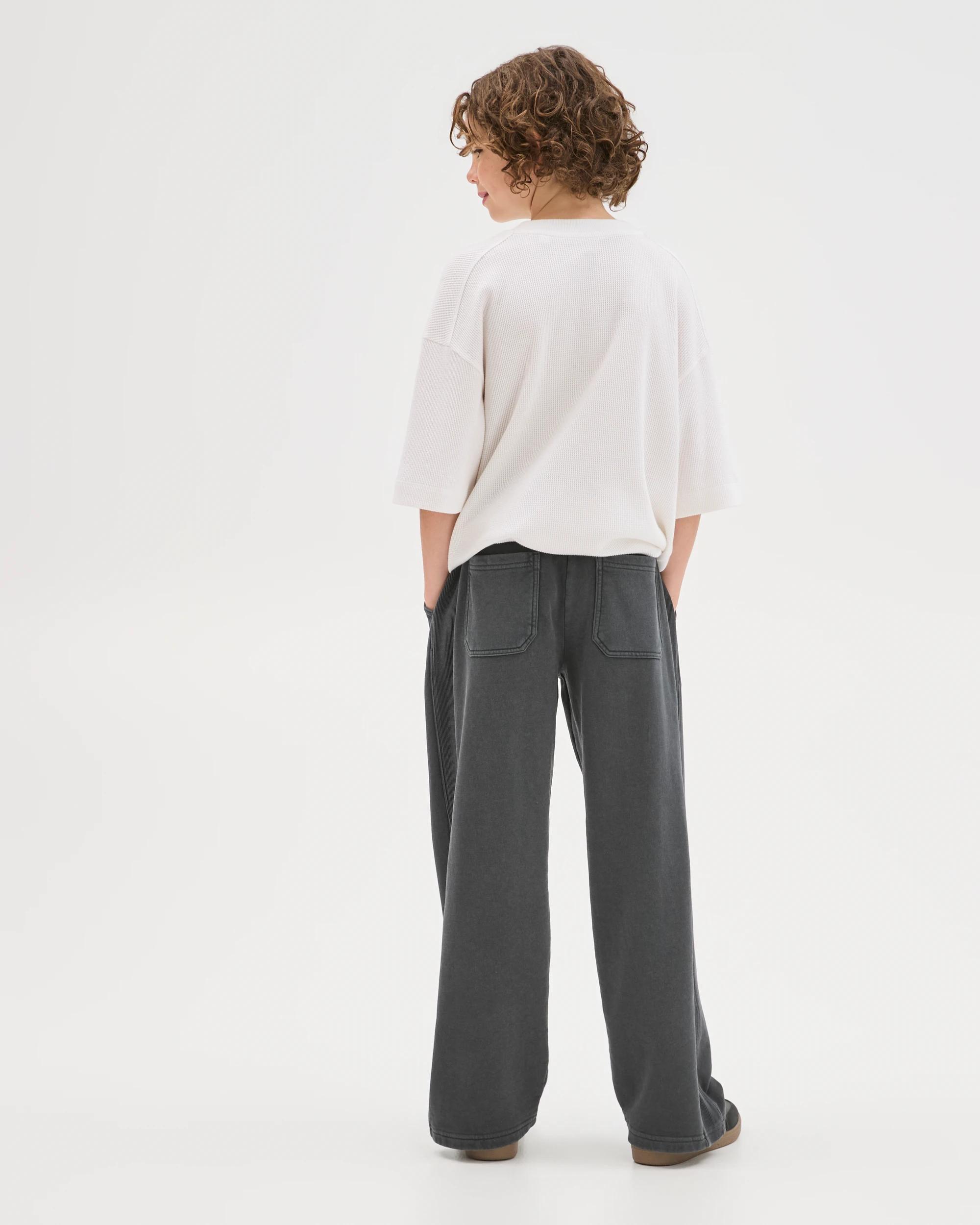 4 Target Kids Australian Cotton Blend French Terry Side Stripe Wide Leg Trackpants BLACK, 4 of 6