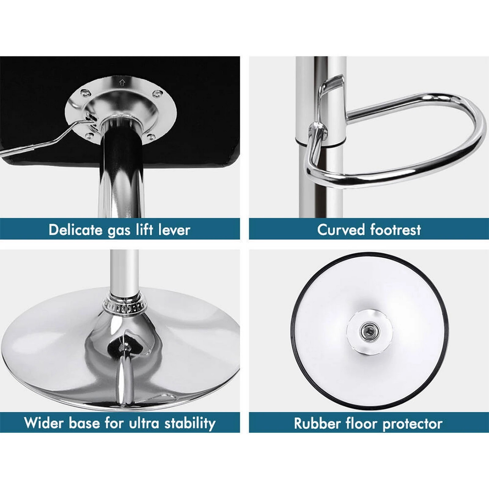 3 ALFORDSON 2x Bar Stools Ralph Kitchen Swivel Chair Leather Gas Lift - Black, 3 of 5