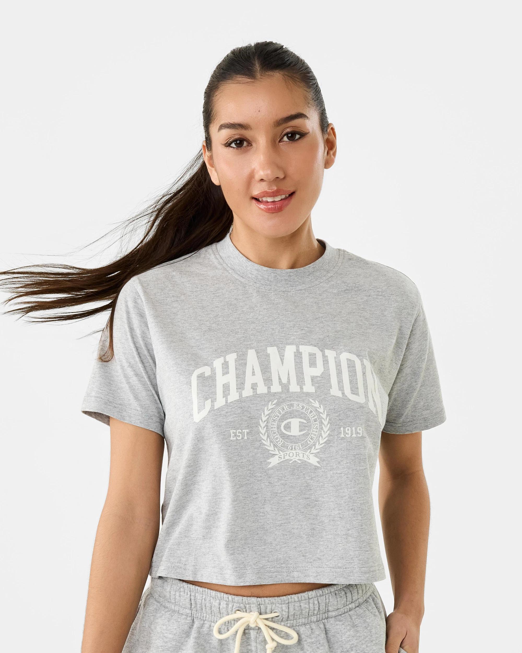 1 Champion Varsity Womens Crop T-shirt Oxford Ht, 1 of 8
