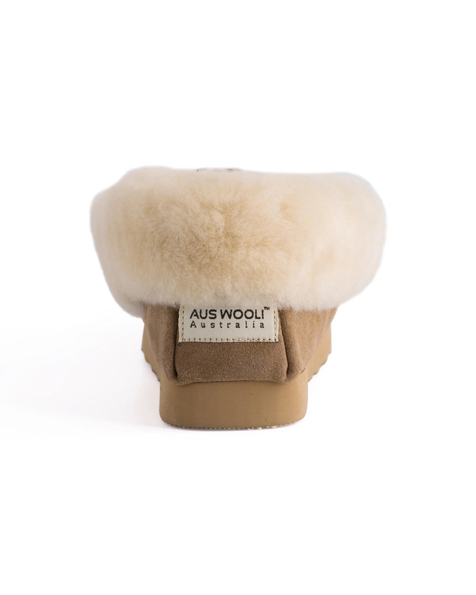 3 AUS WOOLI Hand Stitched Womens Sheepskin Moccasin TAN, 3 of 7