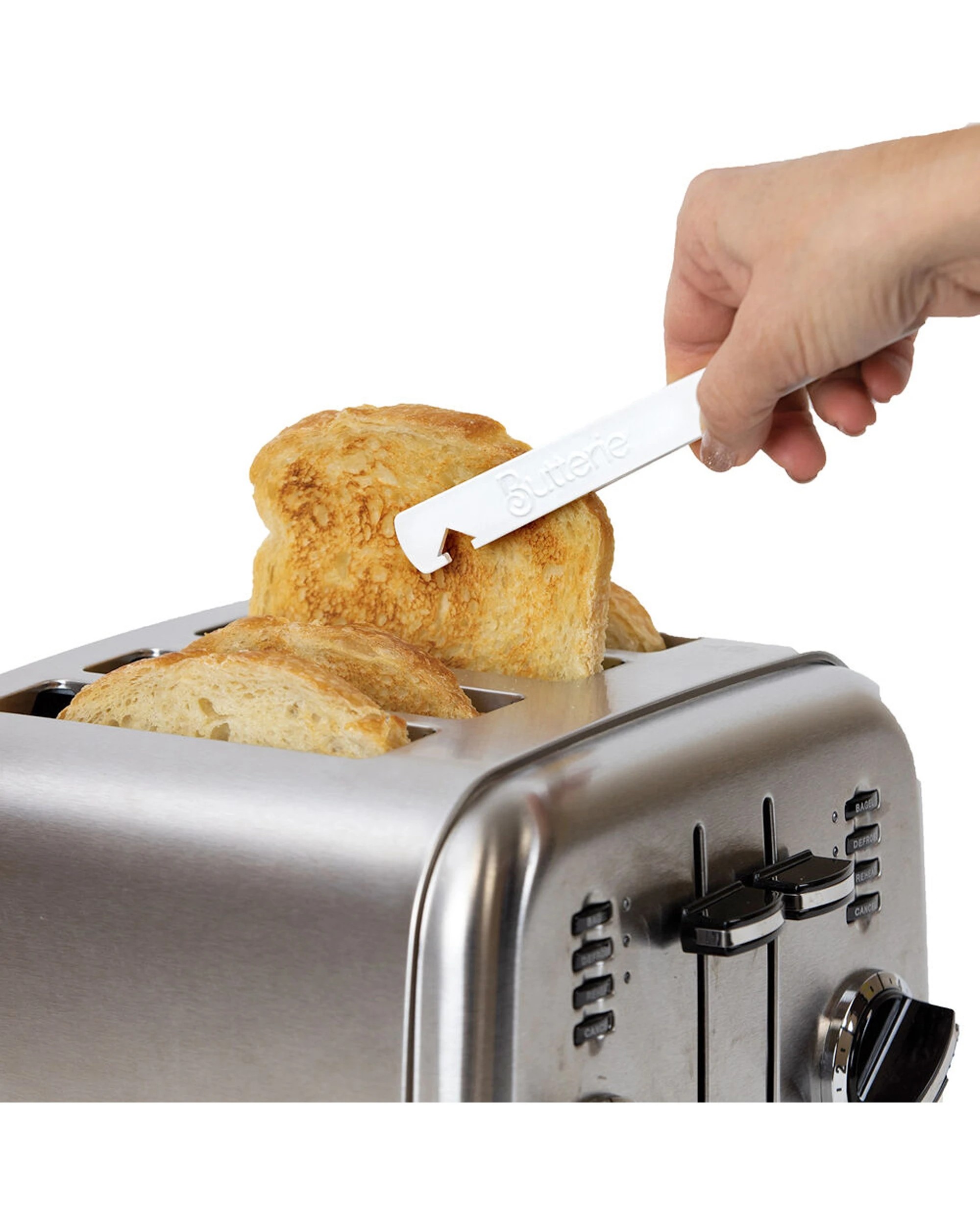 2 Butterie Plastic Toaster Kitchen Tongs Cooking Utensil 24x8.7cm - White, 2 of 5