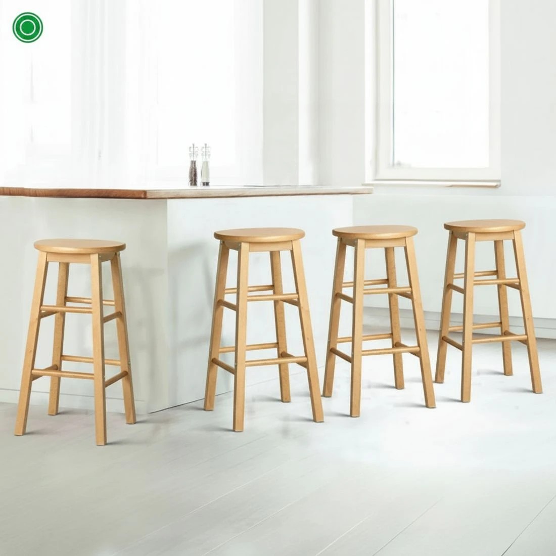 4 Artiss 4x Bar Stools Round Chairs Nature - Natural, 4 of 5