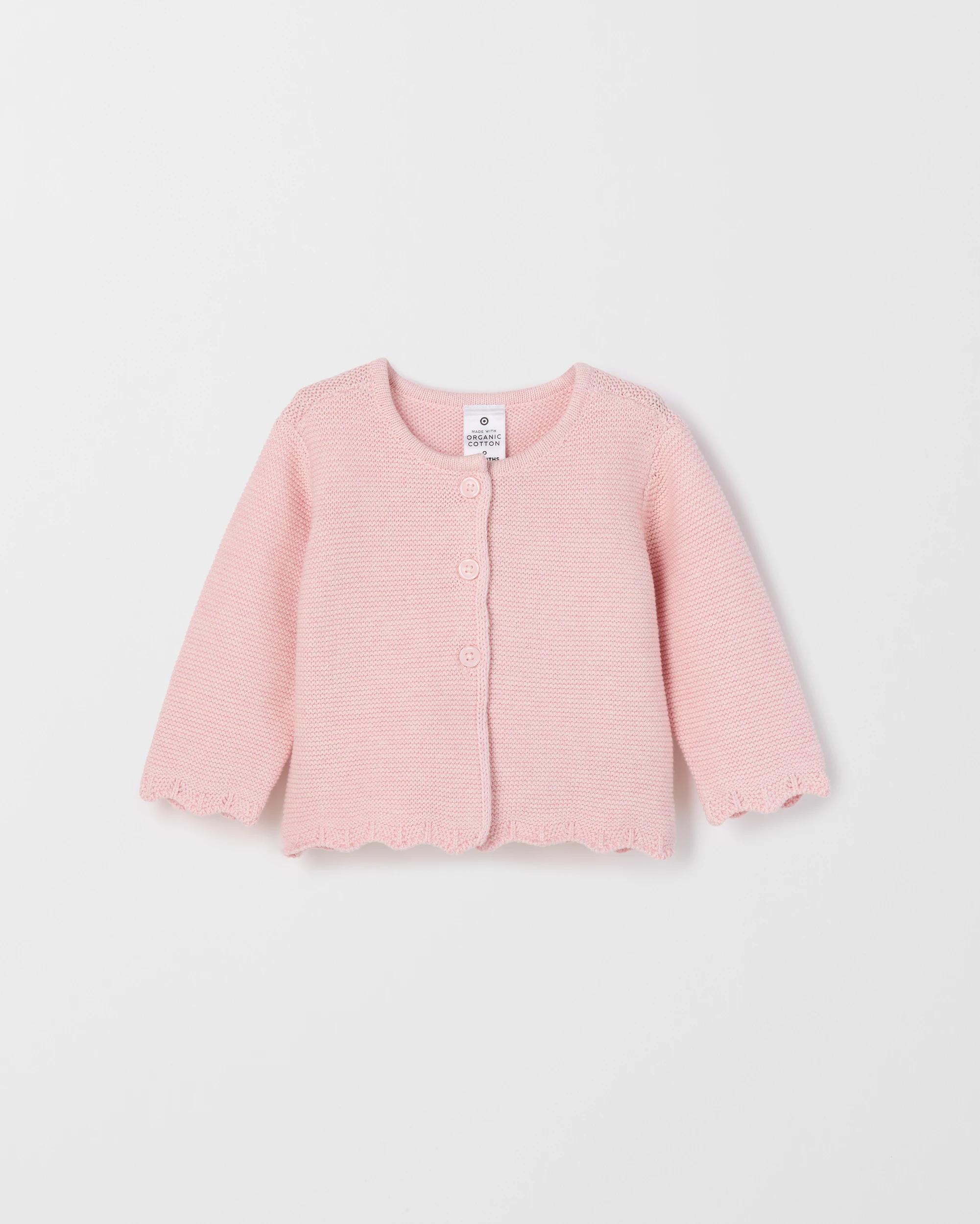 3 Target Baby Baby Organic Cotton Scalloped Edge Knit Cardigan PINK, 3 of 4
