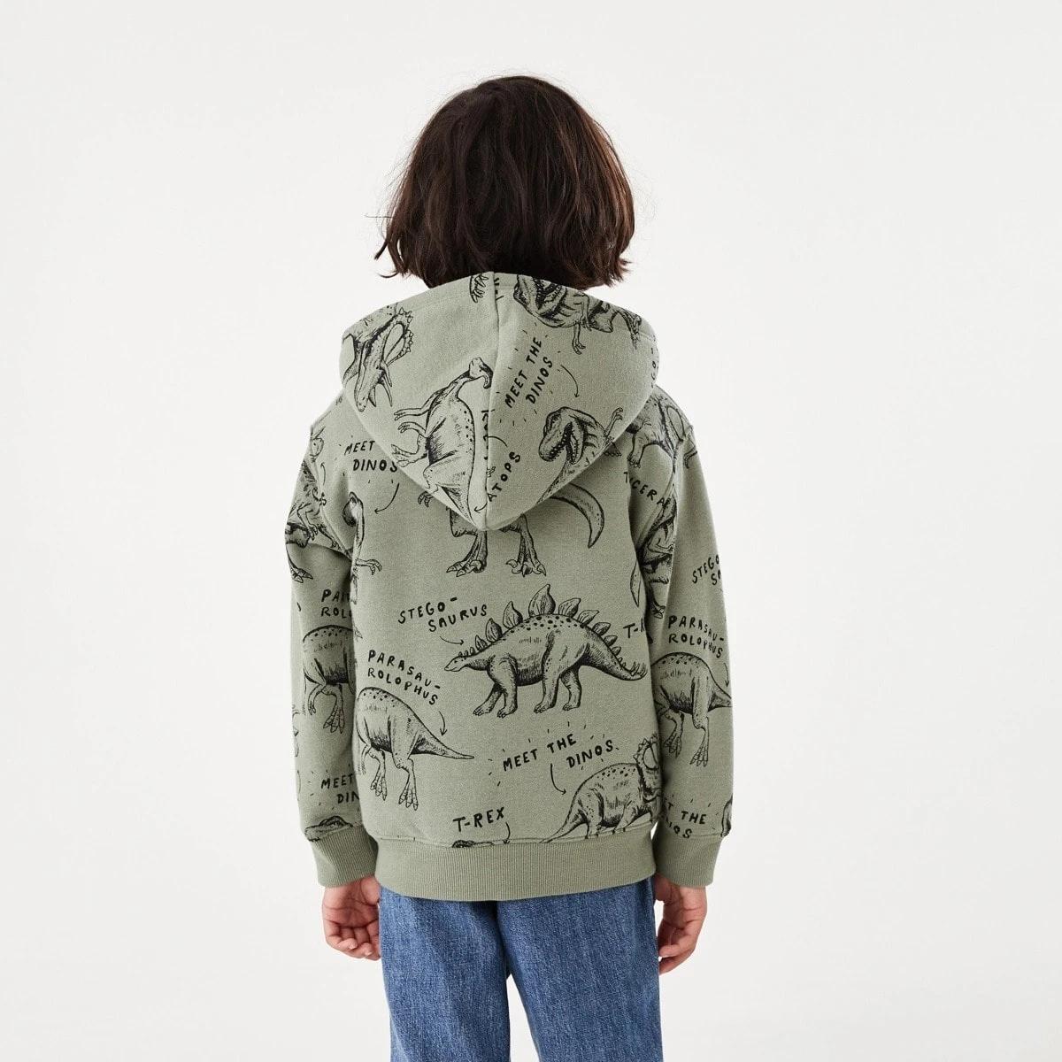 3 Sherpa Lined Hoodie Grn Dino, 3 of 10
