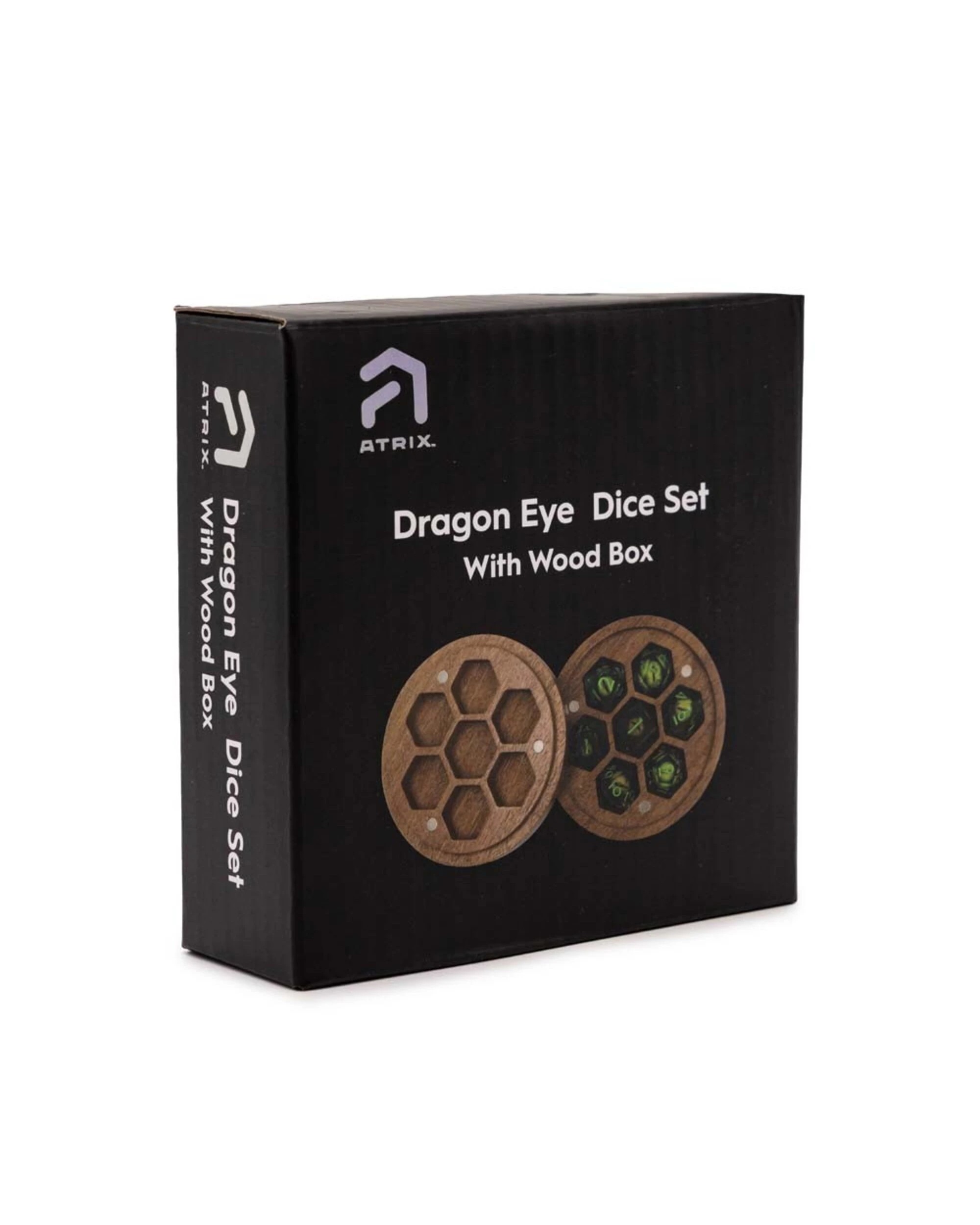 4 Dragon Eye Dice Set with Wood Box - Green, 4 of 4