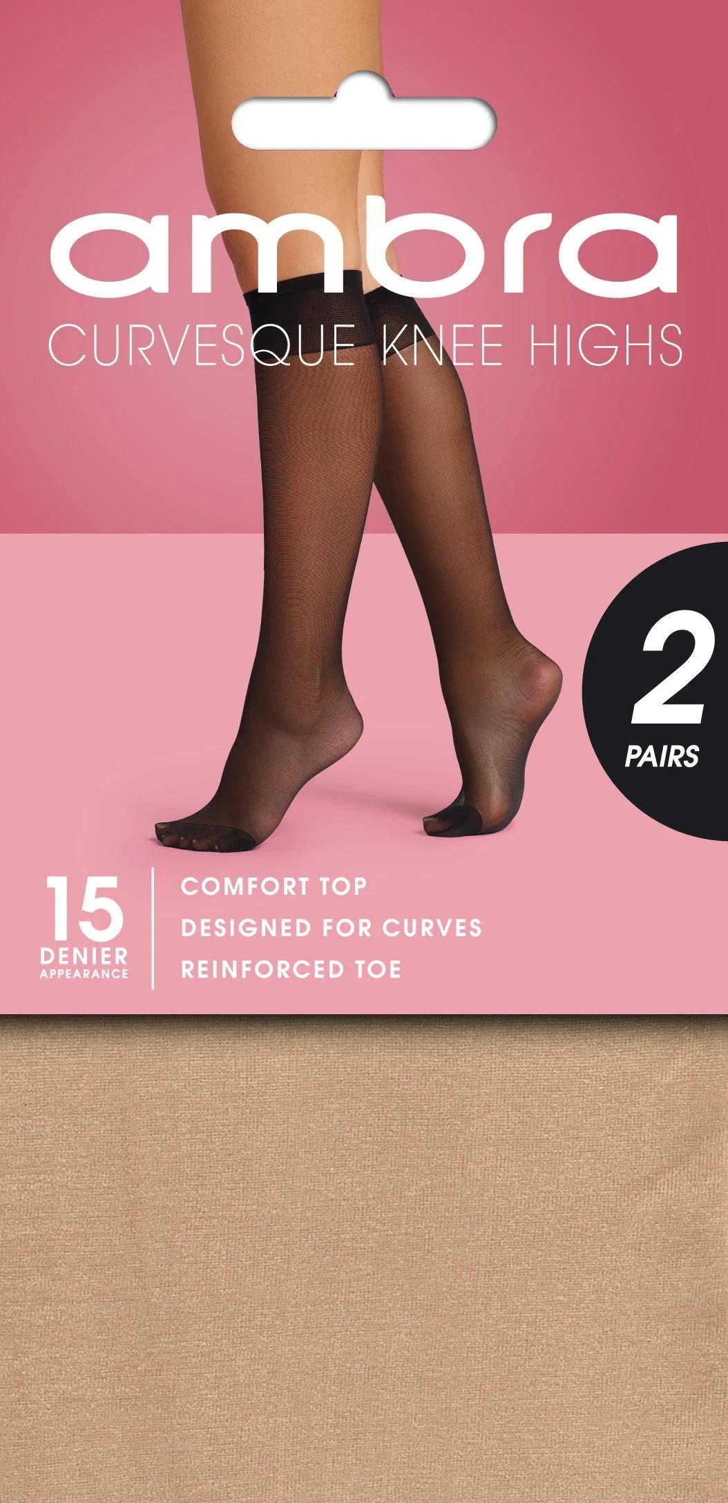 1 Ambra 1 Pack 15 Denier Curvesque Knee High Pantyhose NATURAL, 1 of 1
