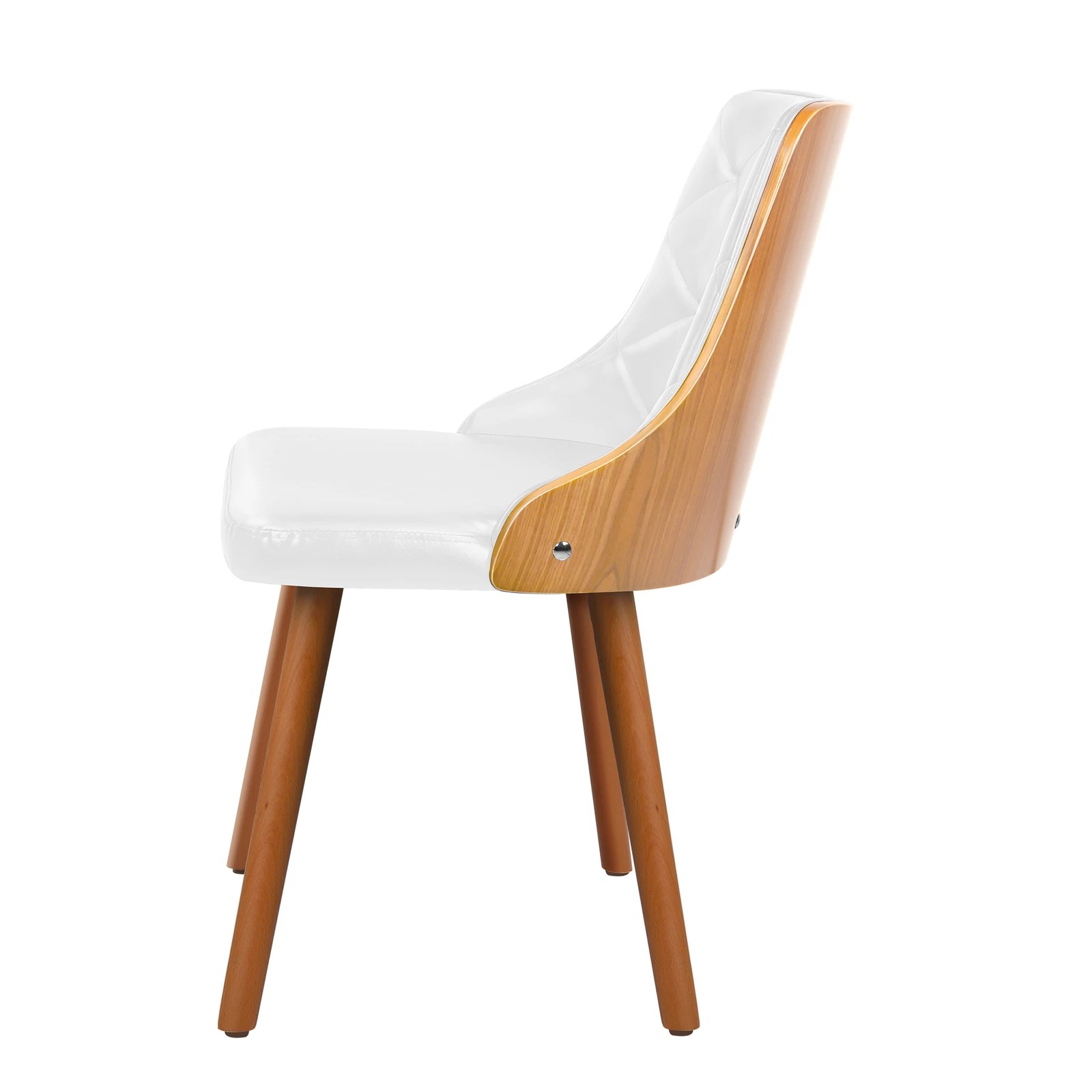 9 Alfordson 2x Dining Chairs Kitchen Lounge Padded Tufted Glossy PU Leather - White, 9 of 10