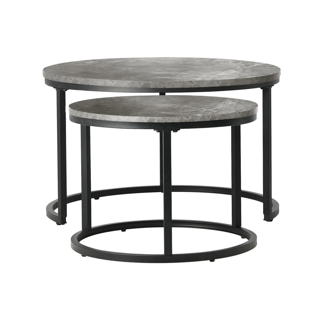 7 Oikiture Set Of 2 Coffee Table Round Marble-like Nesting Side Tables
 - Grey, 7 of 10