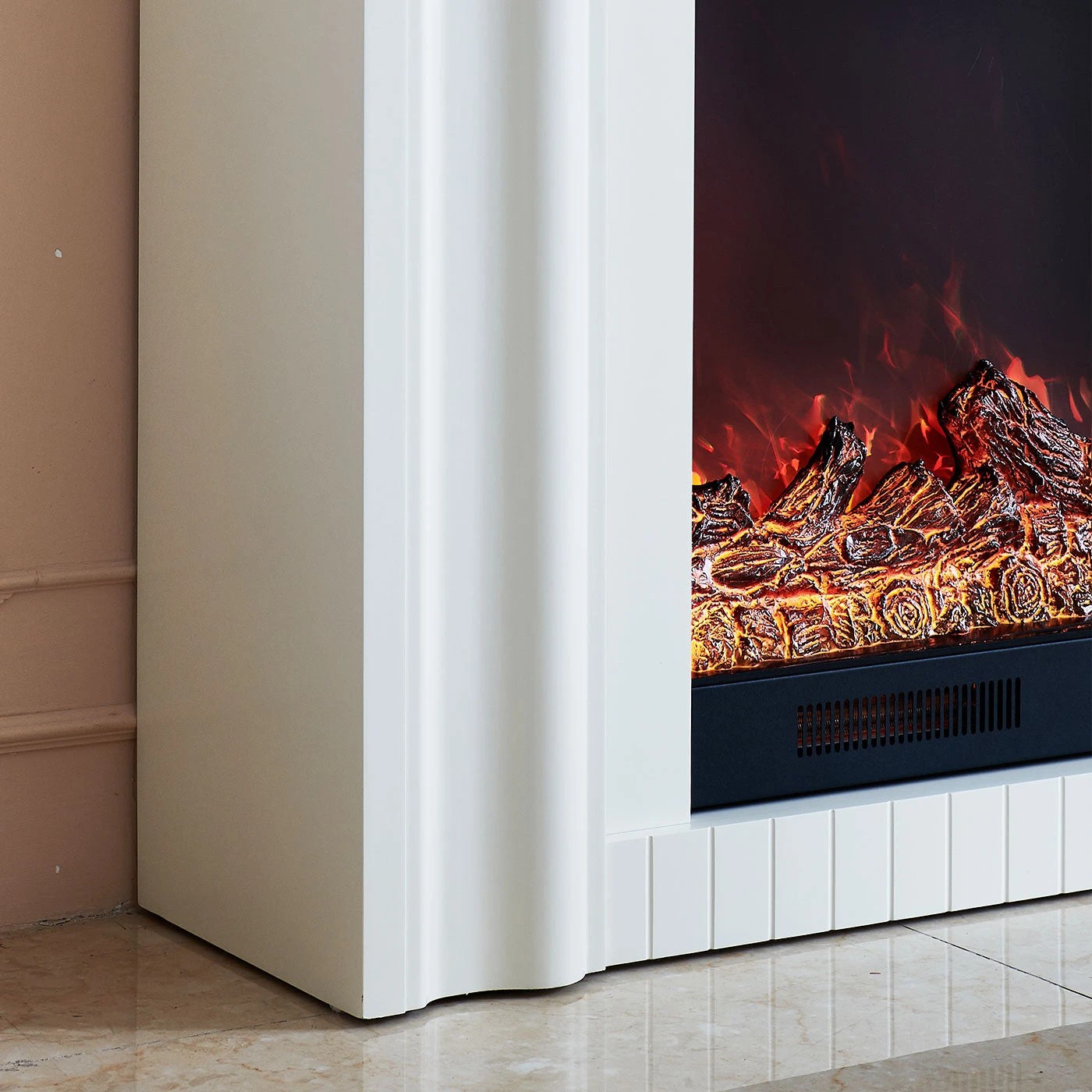 5 Moda Living Emerald Electric Fireplace Heater Cream Mantel Suite - Beige, 5 of 6