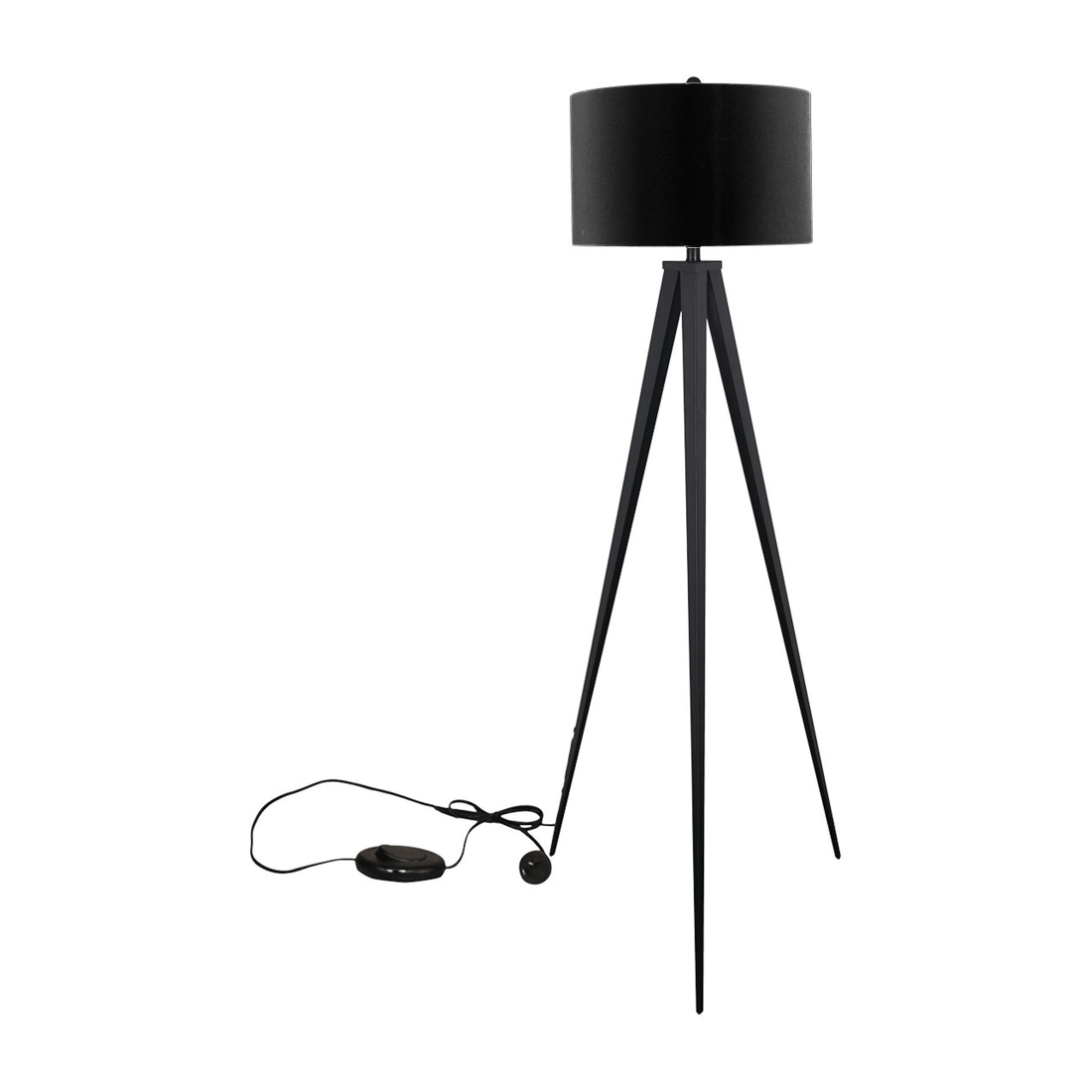 1 Sarantino Minimalist Modern Tripod Floor Lamp Black, 1 of 6