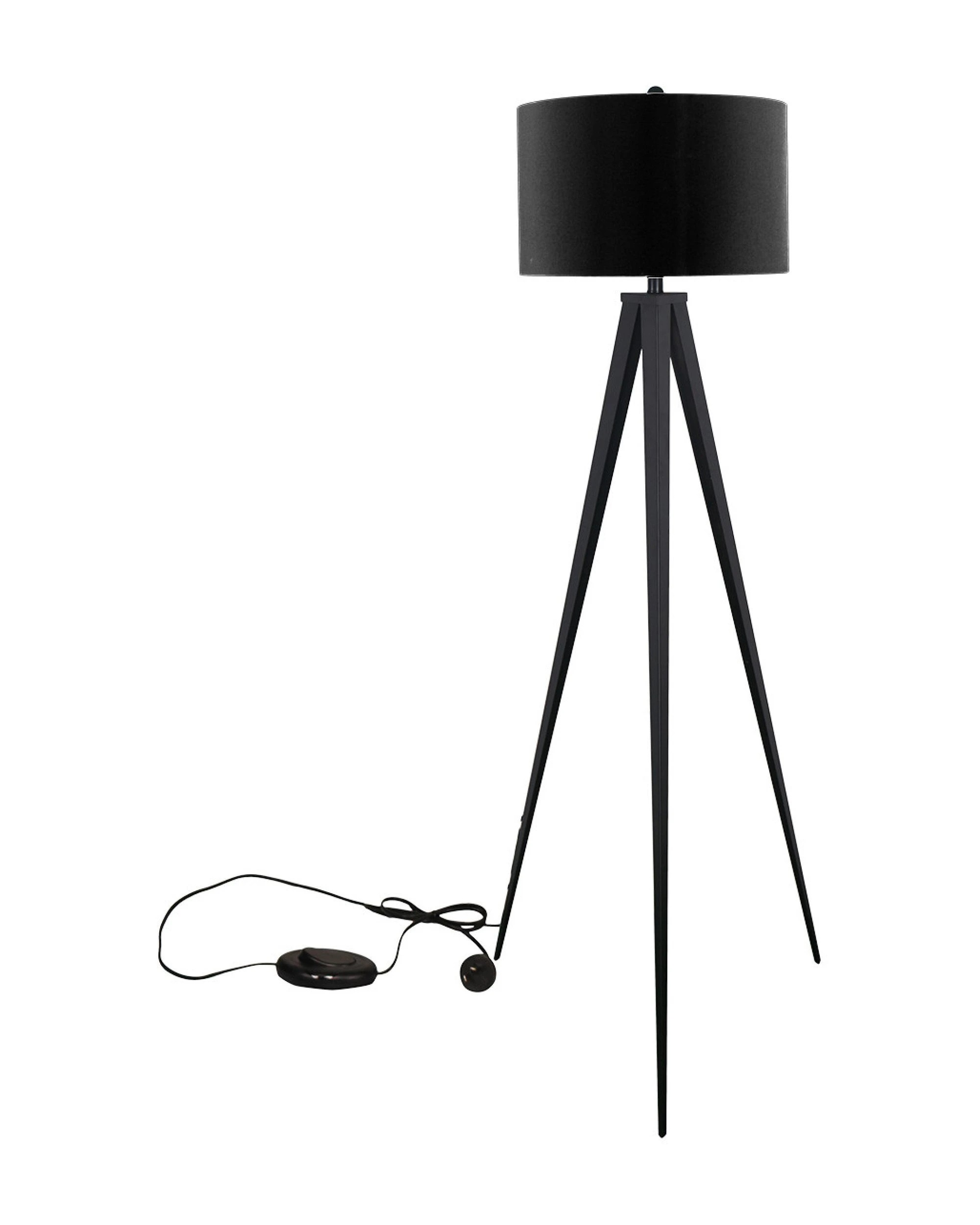 1 Sarantino Minimalist Modern Tripod Floor Lamp Black, 1 of 6