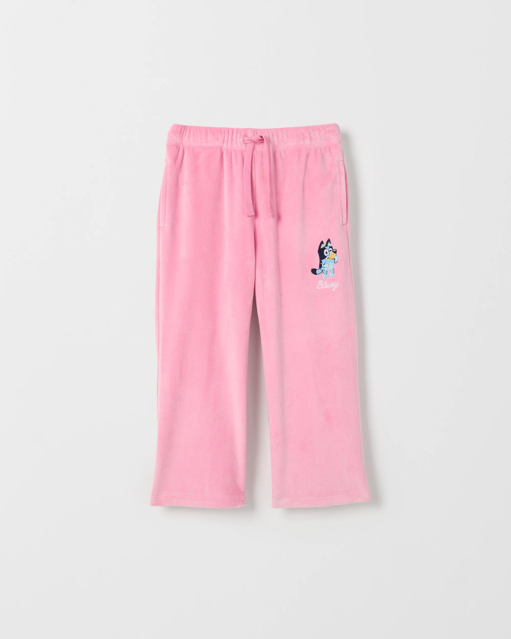 1 Bluey Velour Straight Leg Trackpants PINK, 1 of 2