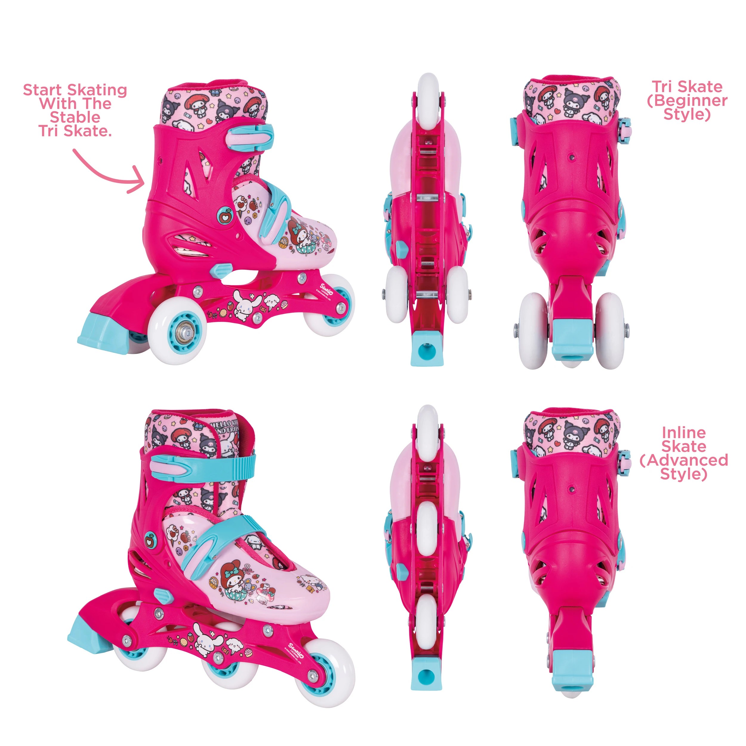 4 Hello Kitty and Friends 2-in-1 Trainer Skates - Pink, Size 13 to 3, 4 of 4