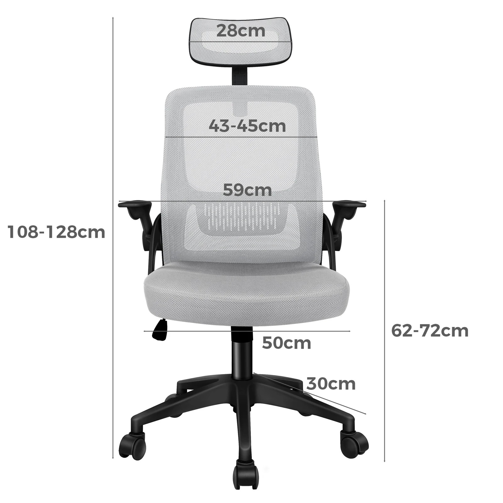 6 Alfordson Mesh Office Chair Executive Seat Tilt Fabric Gaming Racing Computer - Light Grey, 6 of 9