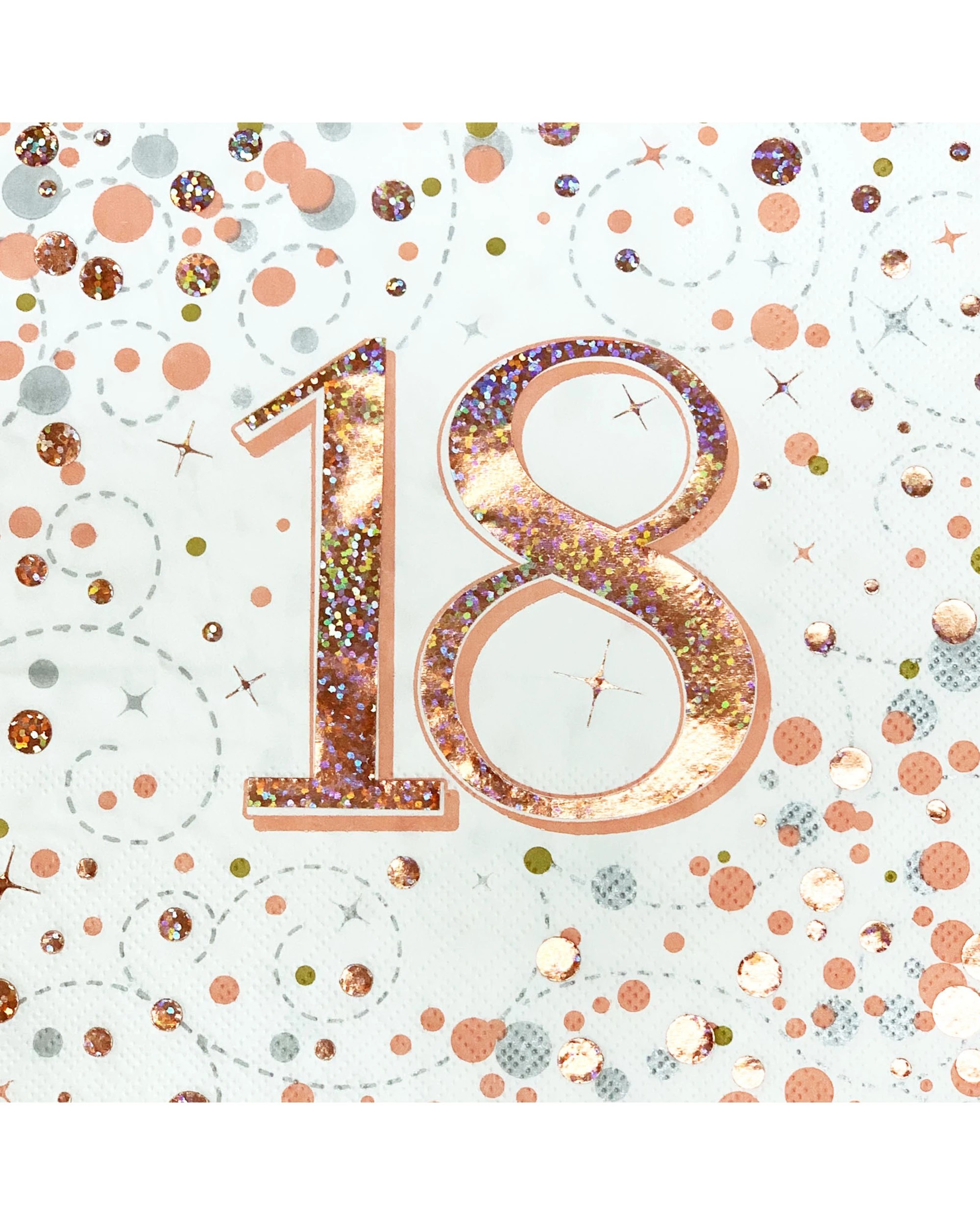 1 Alpen Sparkling Fizz 18th Holographic Large Napkins / Serviettes Pack of 16 - Rose Gold, 1 of 1