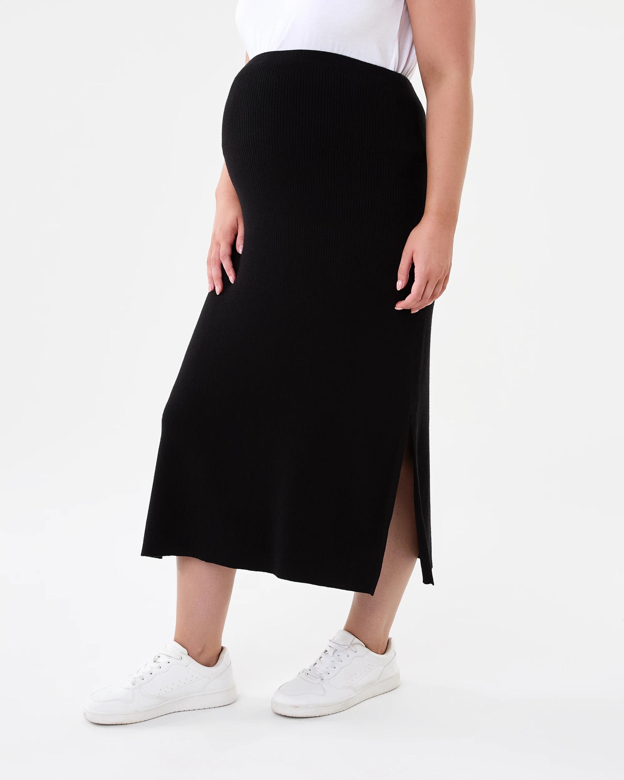 2 Maternity Rib Column Skirt Black, 2 of 5
