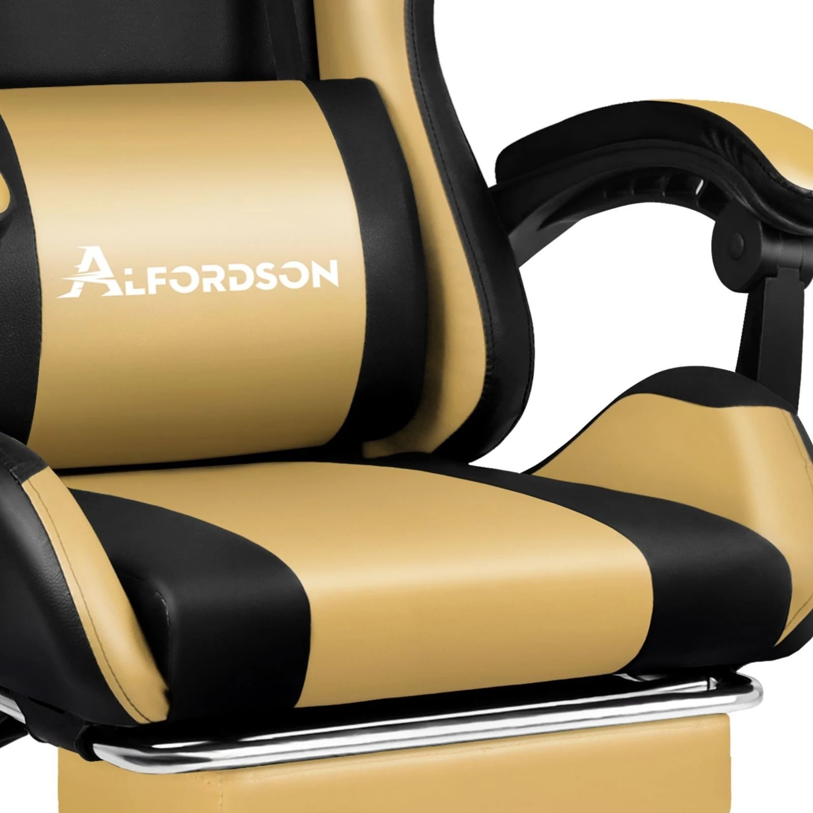 8 Alfordson Gaming Office Chair Extra Large Pillow Racing Executive Footrest Seat - Gold, 8 of 10