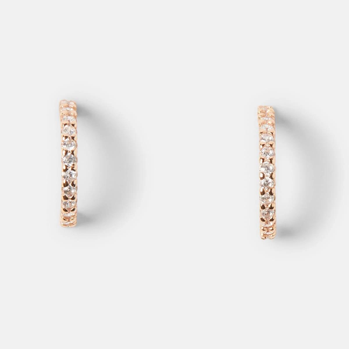 1 Gold Plated Sterling Silver Mini Hoop Earrings Gold, 1 of 4