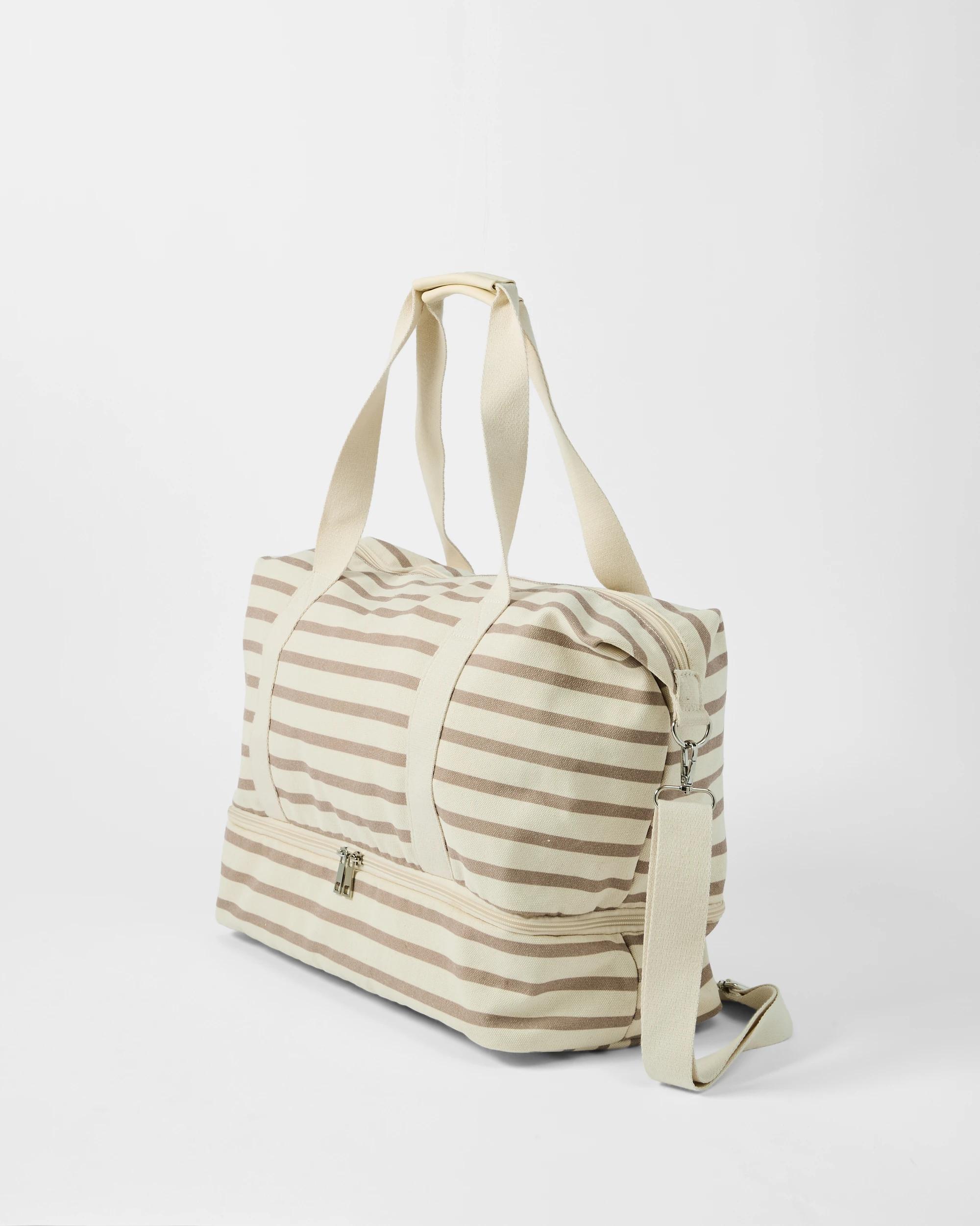 2 Woven Canvas Weekender Bag Nat Strp, 2 of 7