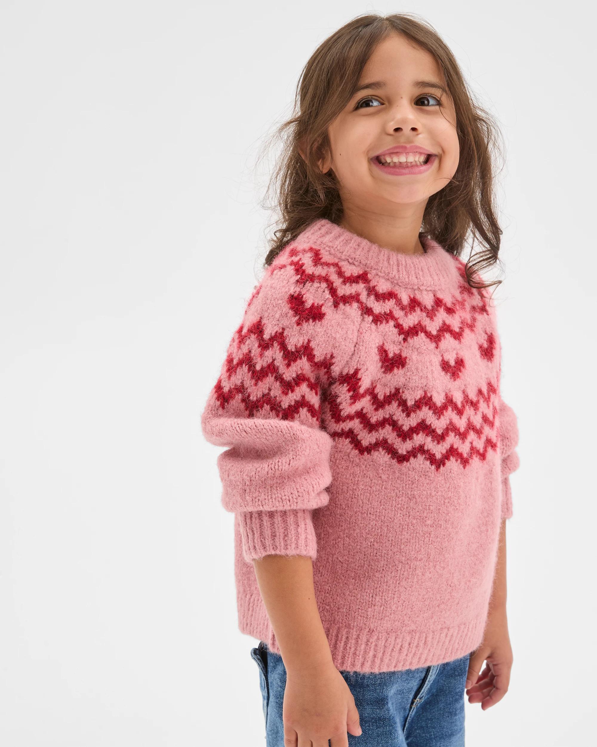 3 Target Kids Long Sleeve Fairisle Knit Jumper PINK, 3 of 6