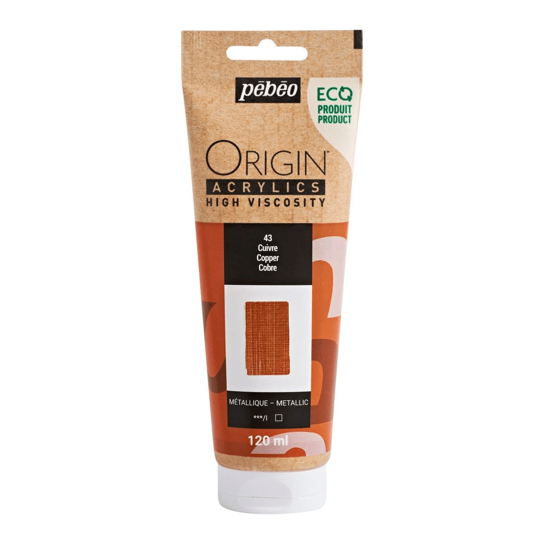 1 Pebeo Origin Acrylic Paint 120mL Copper, 1 of 2