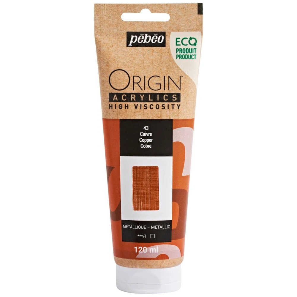 1 Pebeo Origin Acrylic Paint 120mL Copper, 1 of 2