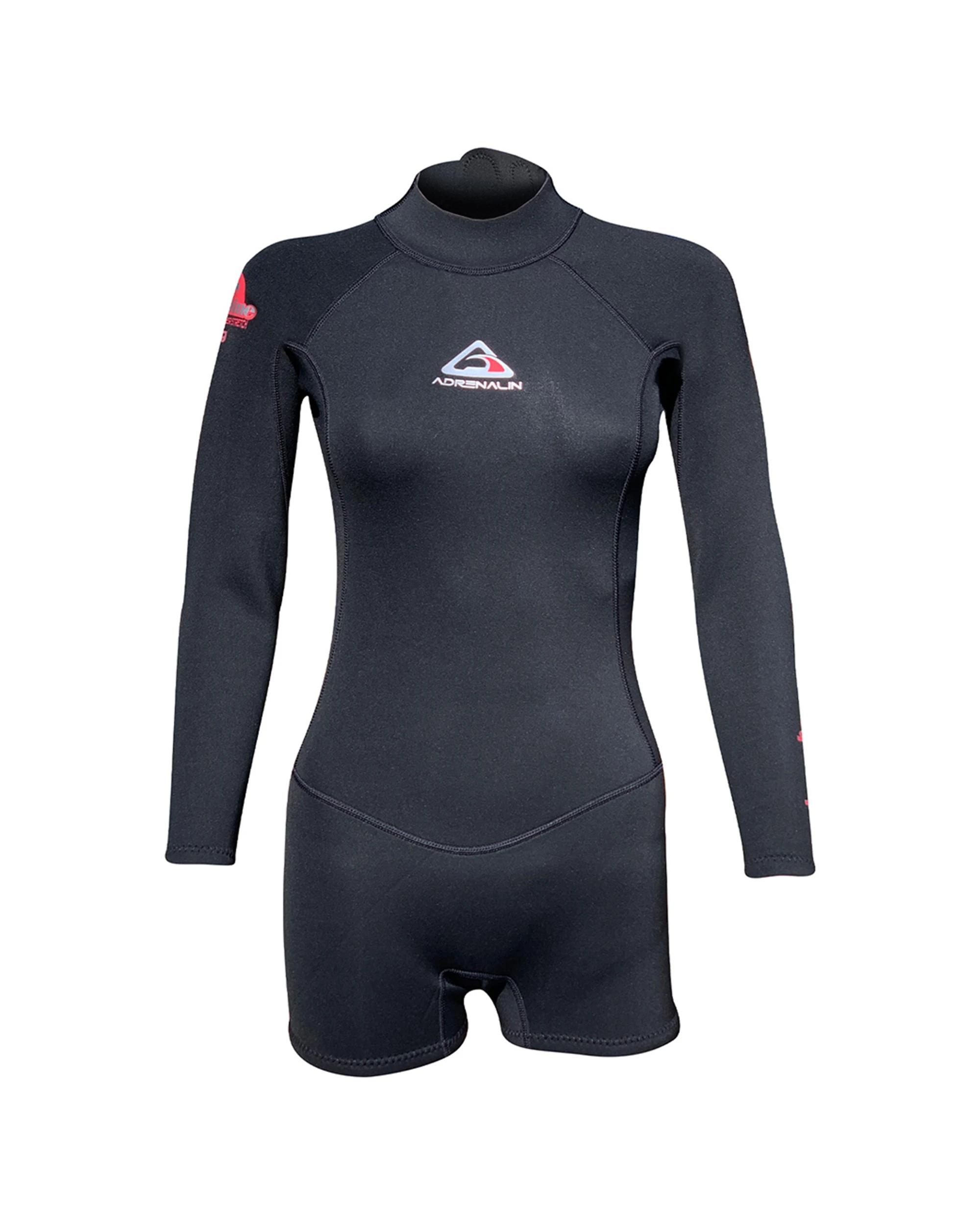 1 Adrenalin Wahine Ladies 2mm Long Sleeve Boy Leg Springsuit - 8 - Black BLACK, 1 of 4