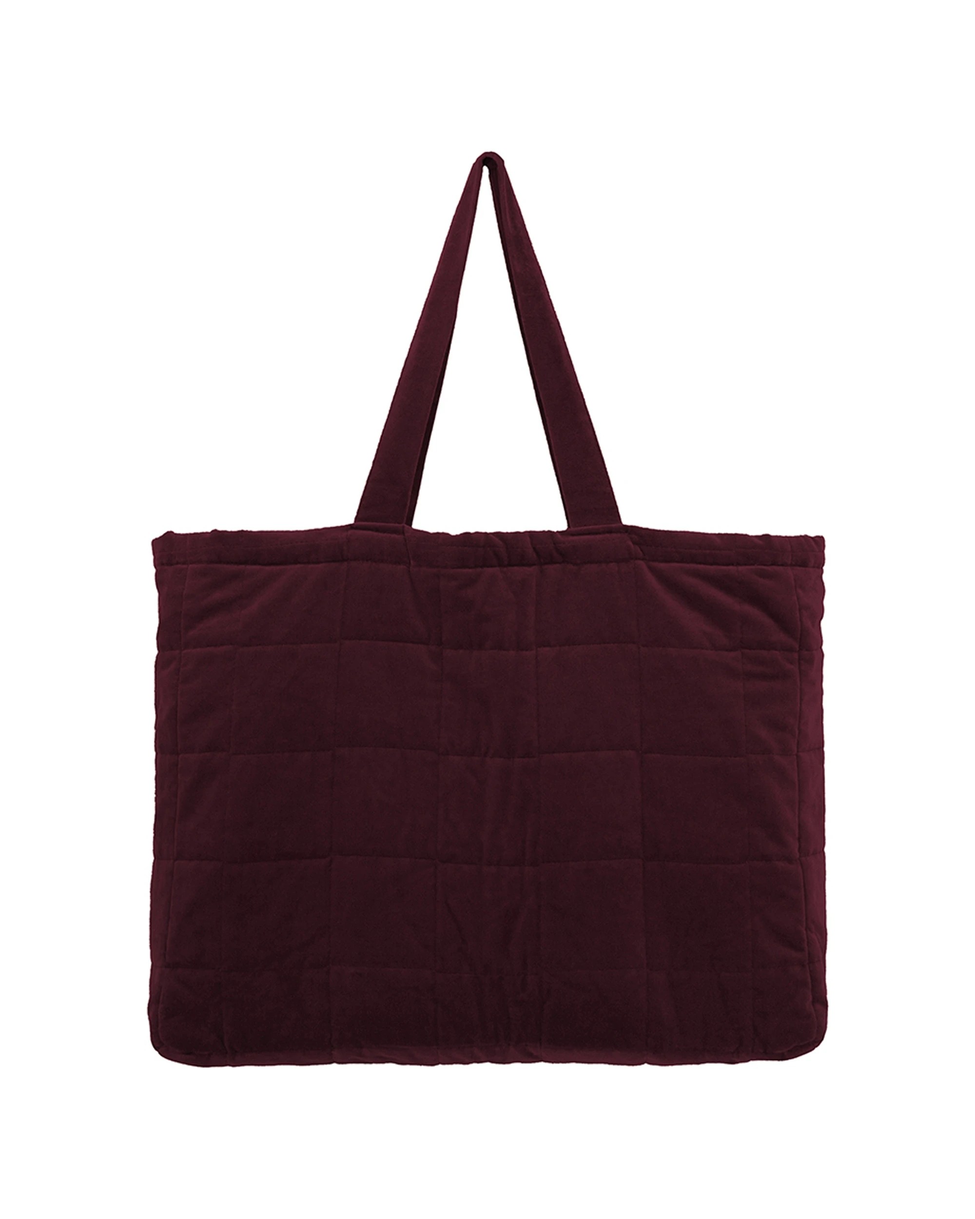 1 Bambury Nuno Cotton Velvet Tote Beach Bag Quilted Large Cotton Lined - Burgundy, 1 of 3