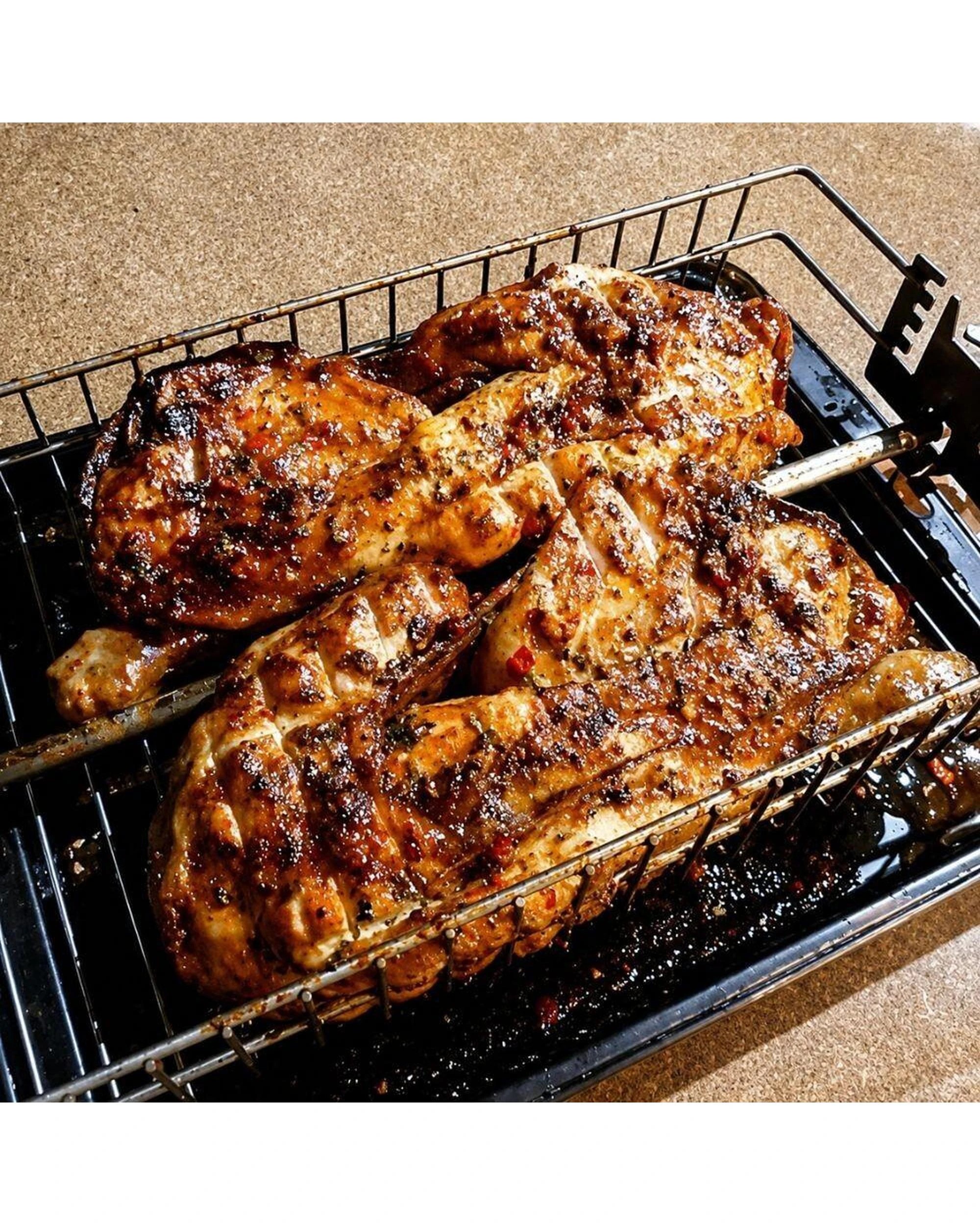 5 Auspit Stainless Steel Spit Rotisserie Basket BBQ Cage, 5 of 10