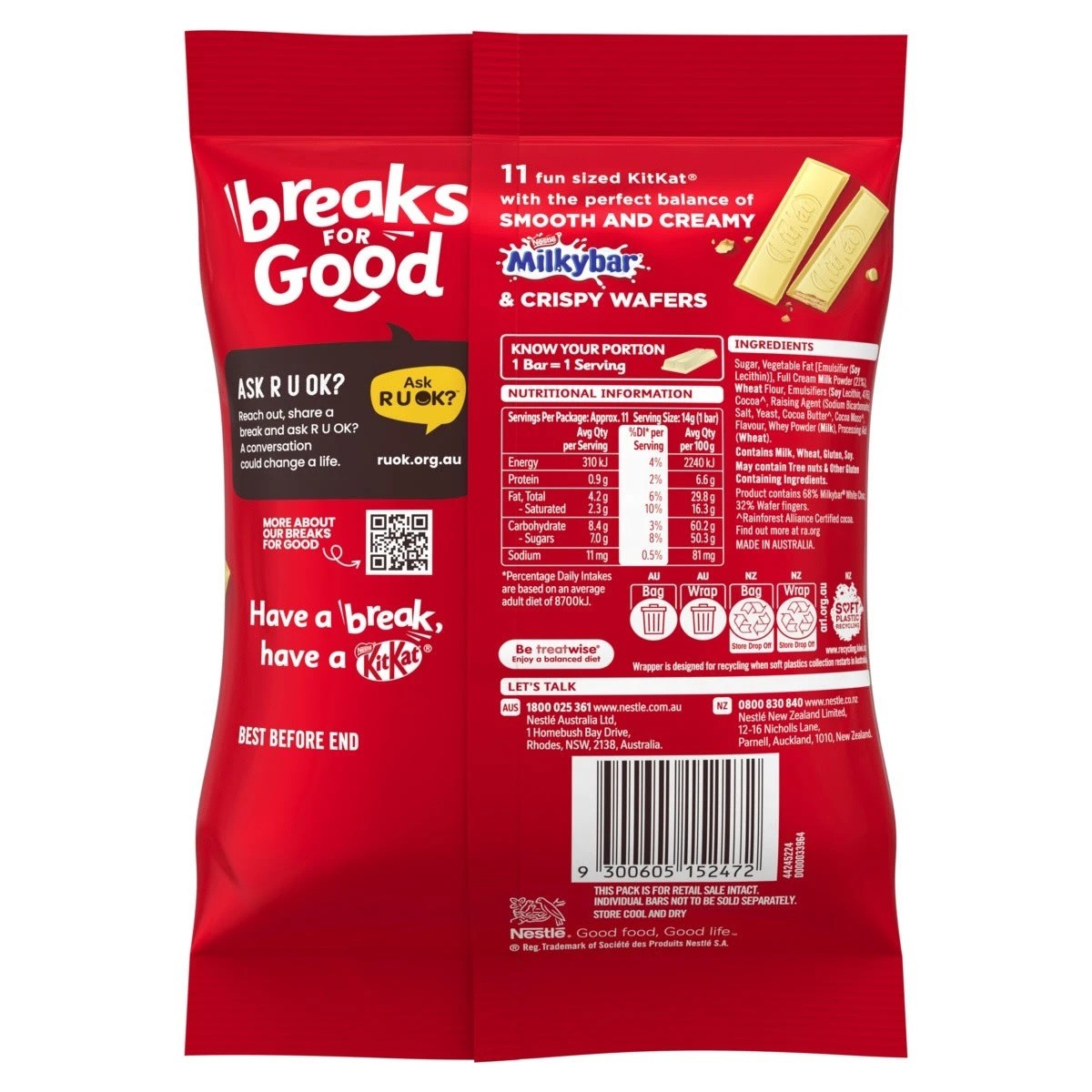 2 11 Pack Nestle KitKat Chocolate White Milkybar Funpack 154g, 2 of 2
