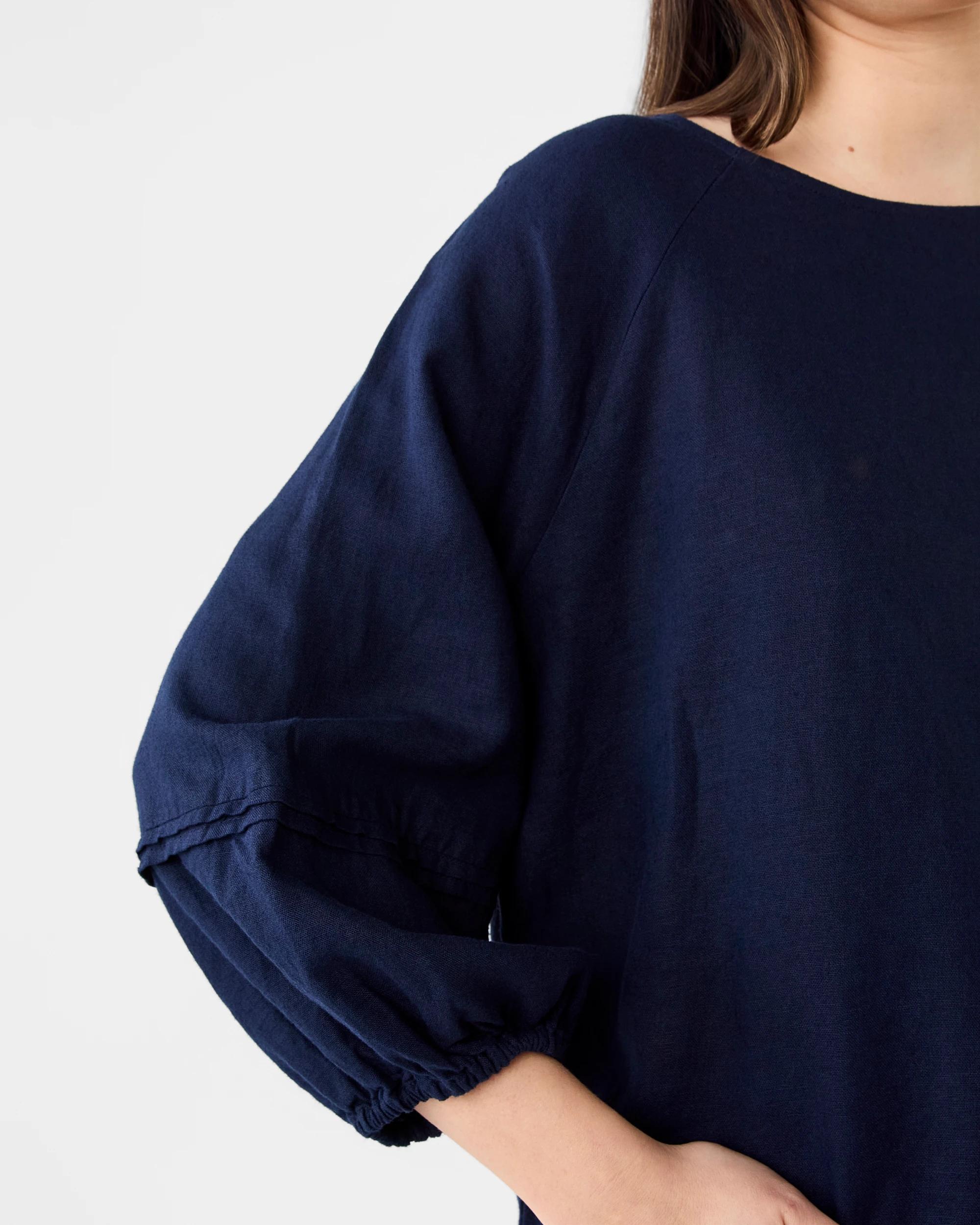 6 Long Sleeve Linen Blend Top Night Nvy, 6 of 6