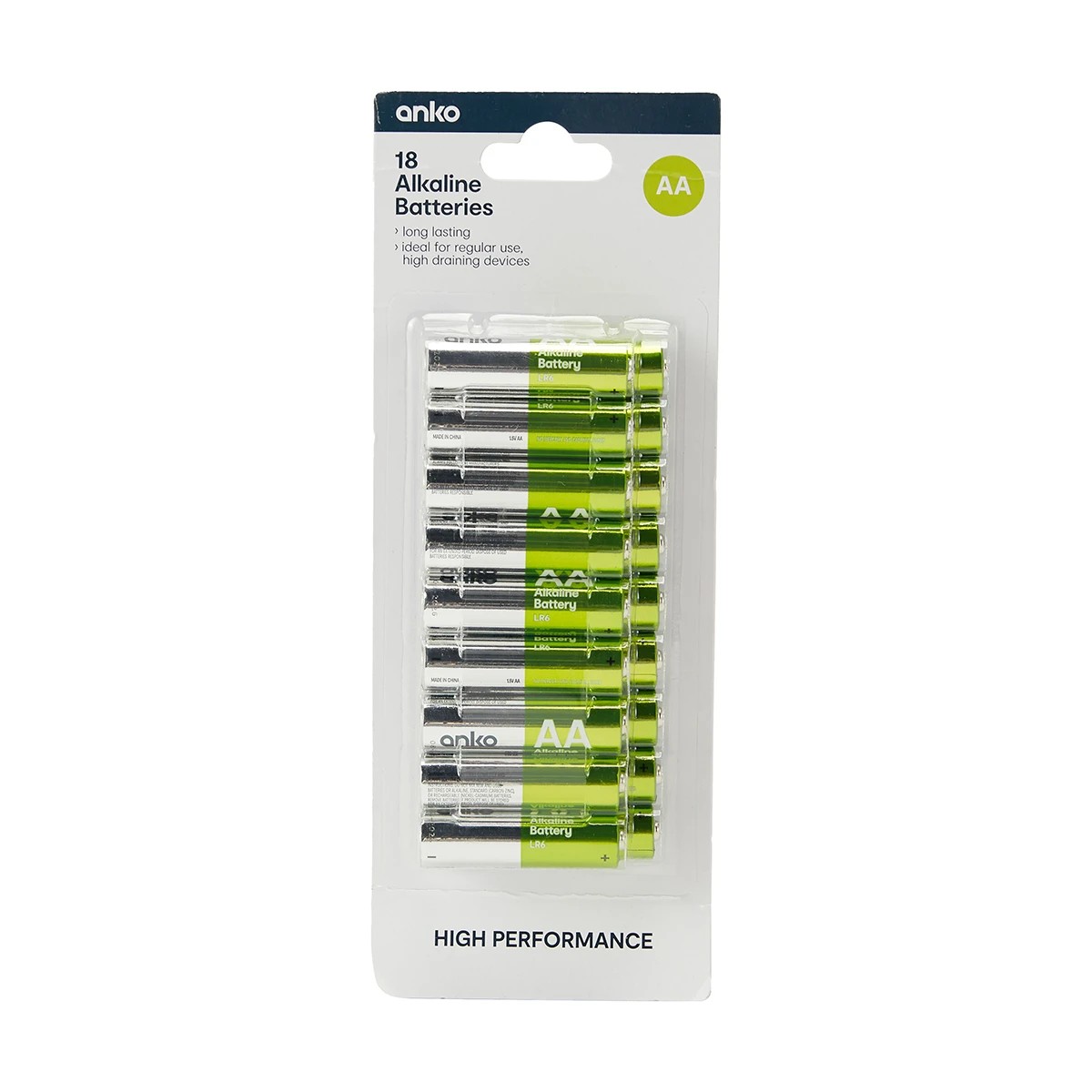 1 High Performance Alkaline Batteries - AA, Pack of 18, 1 of 5