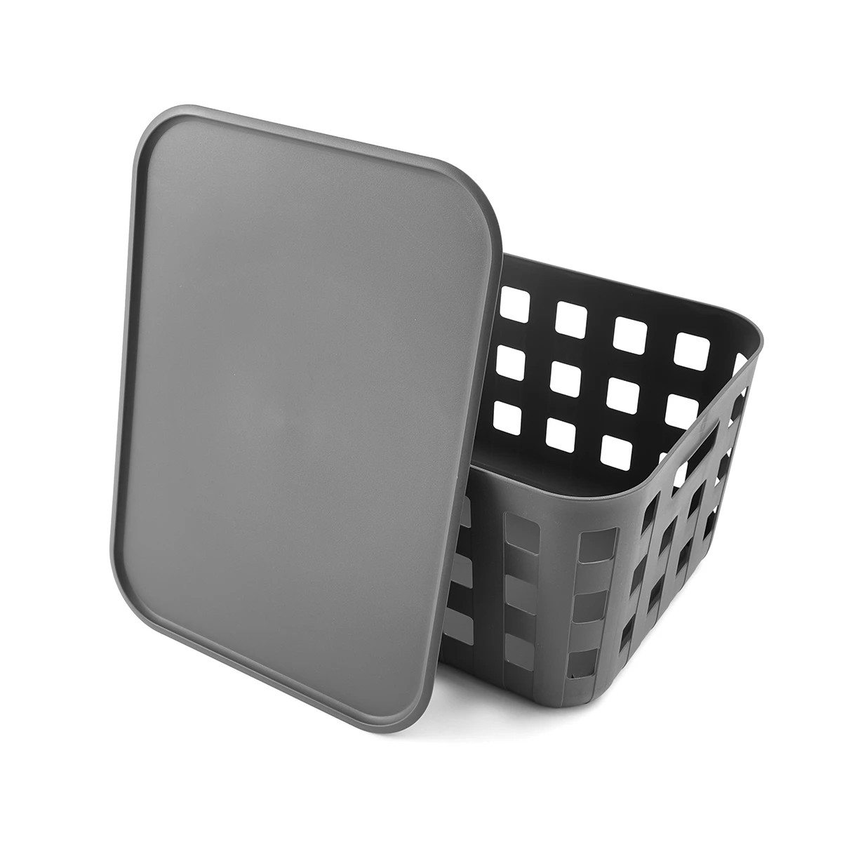 6 28L Rectangle Trellis Basket with Lid - Charcoal, 6 of 9