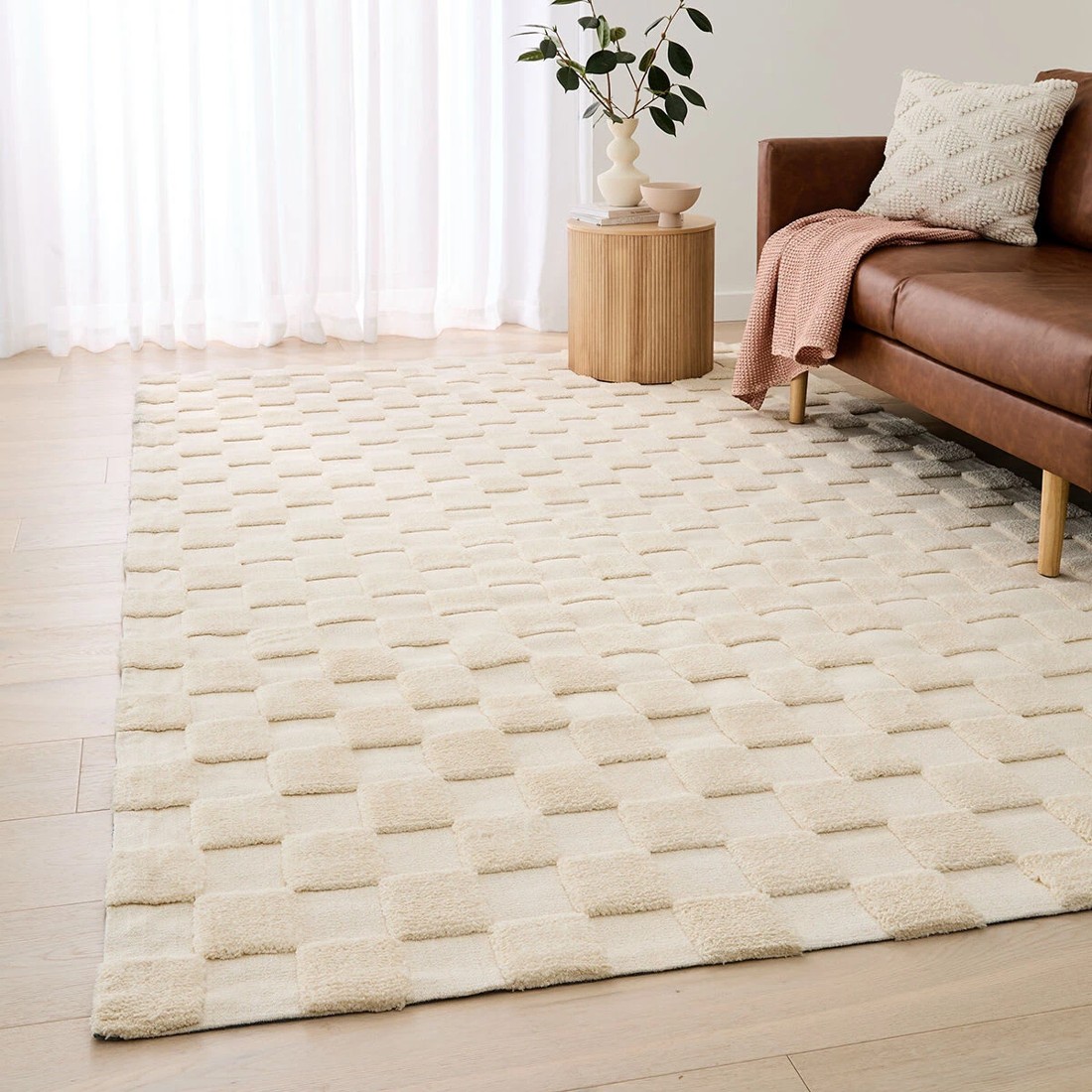 1 Check Rug - Natural, Extra Large - 270cm x 180cm, 1 of 7