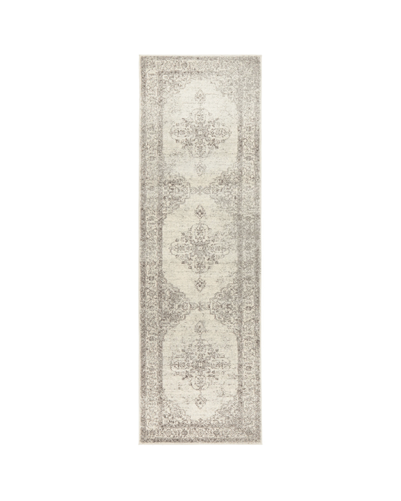 Common Ground Rugs Era 977 500x80cm - Extra Large Runner Power Loomed Pet Friendly Rug - Silver